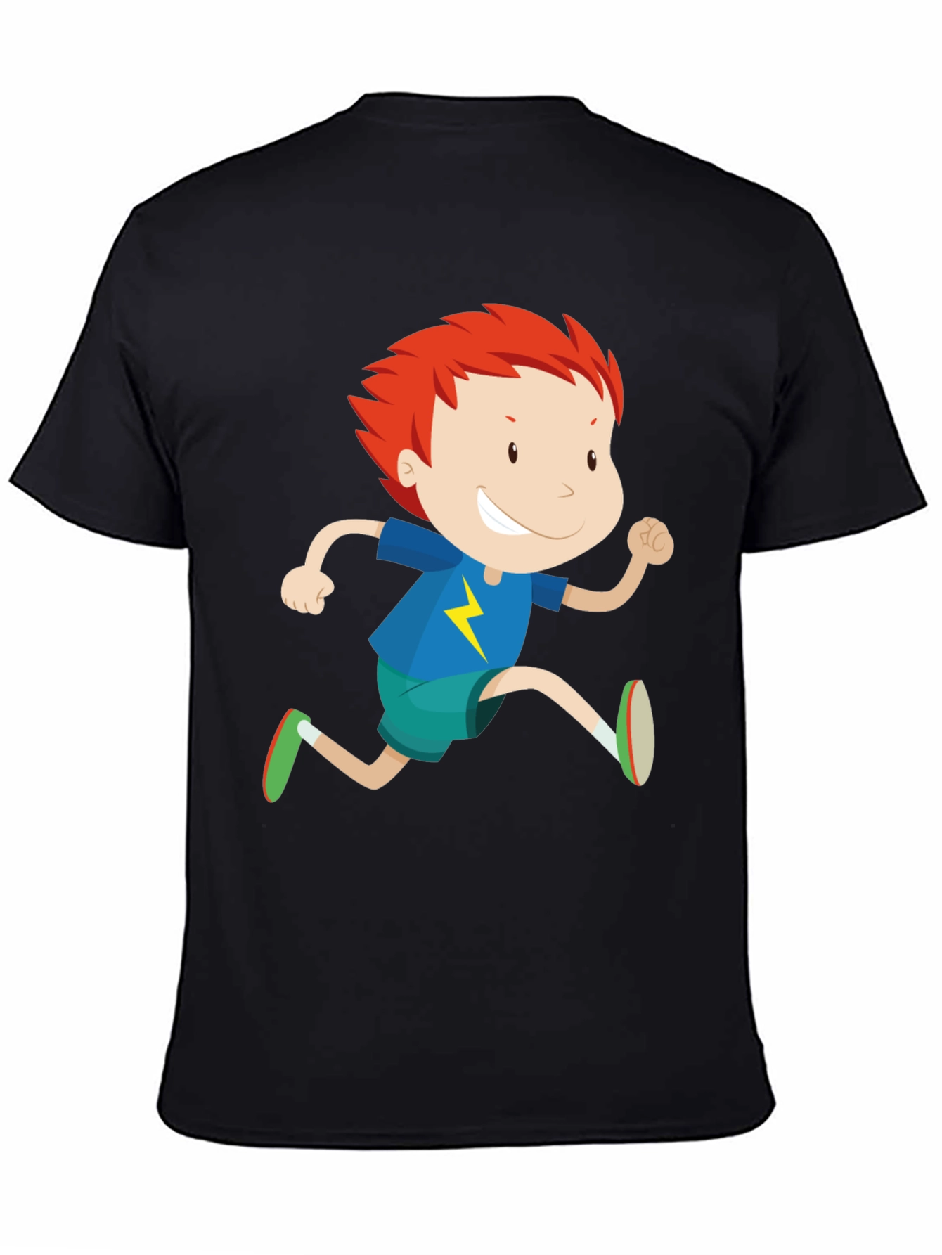 Boy Running Graphic Print Crew Neck T-Shirt