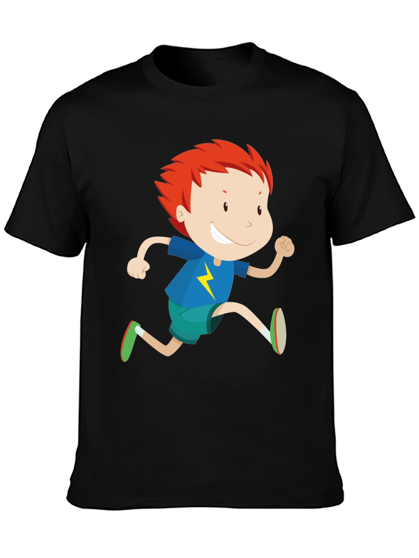 Boy Running Graphic Print Crew Neck T-Shirt