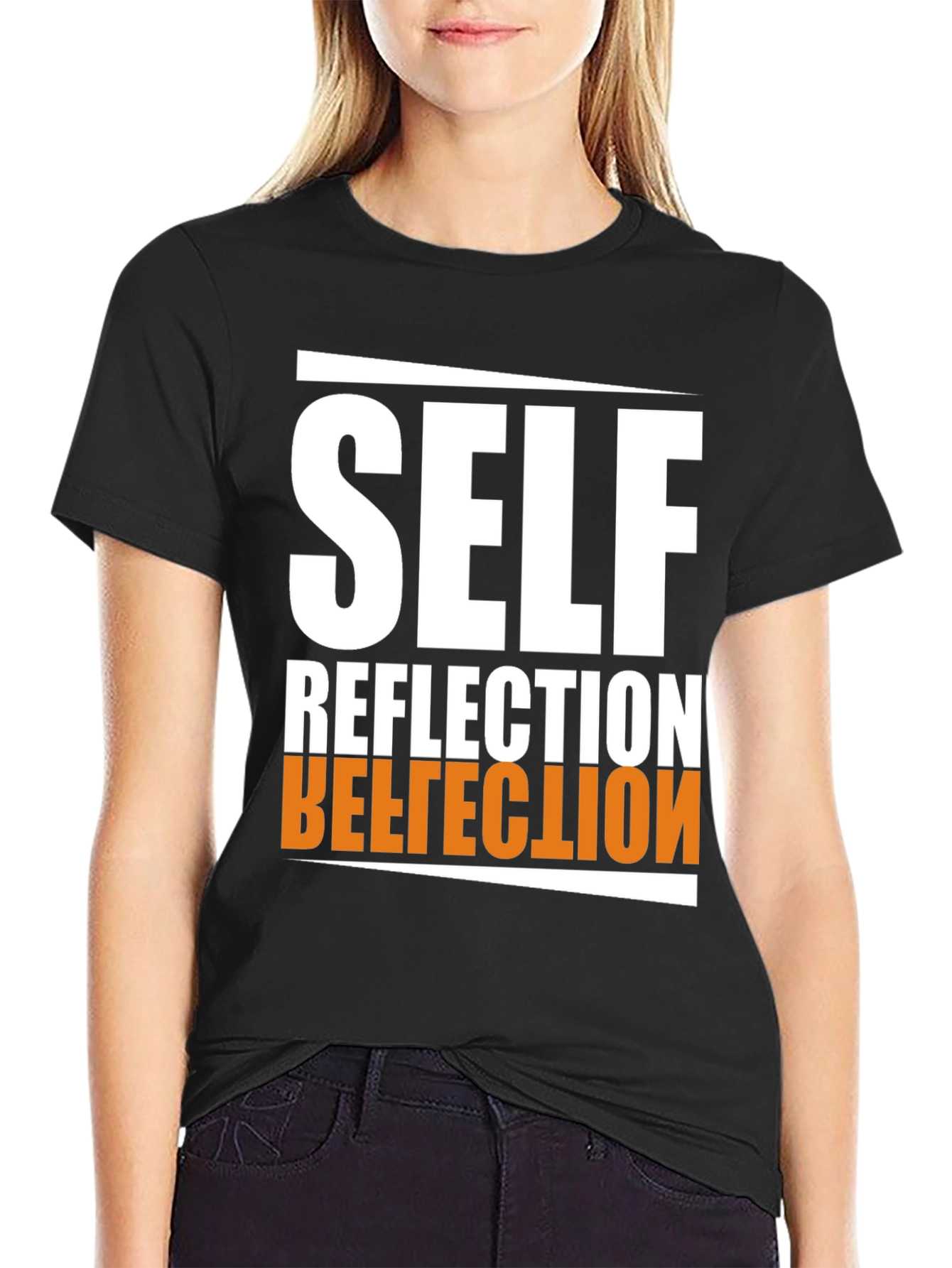 Self Reflection Graphic Tee - Black Cotton Blend