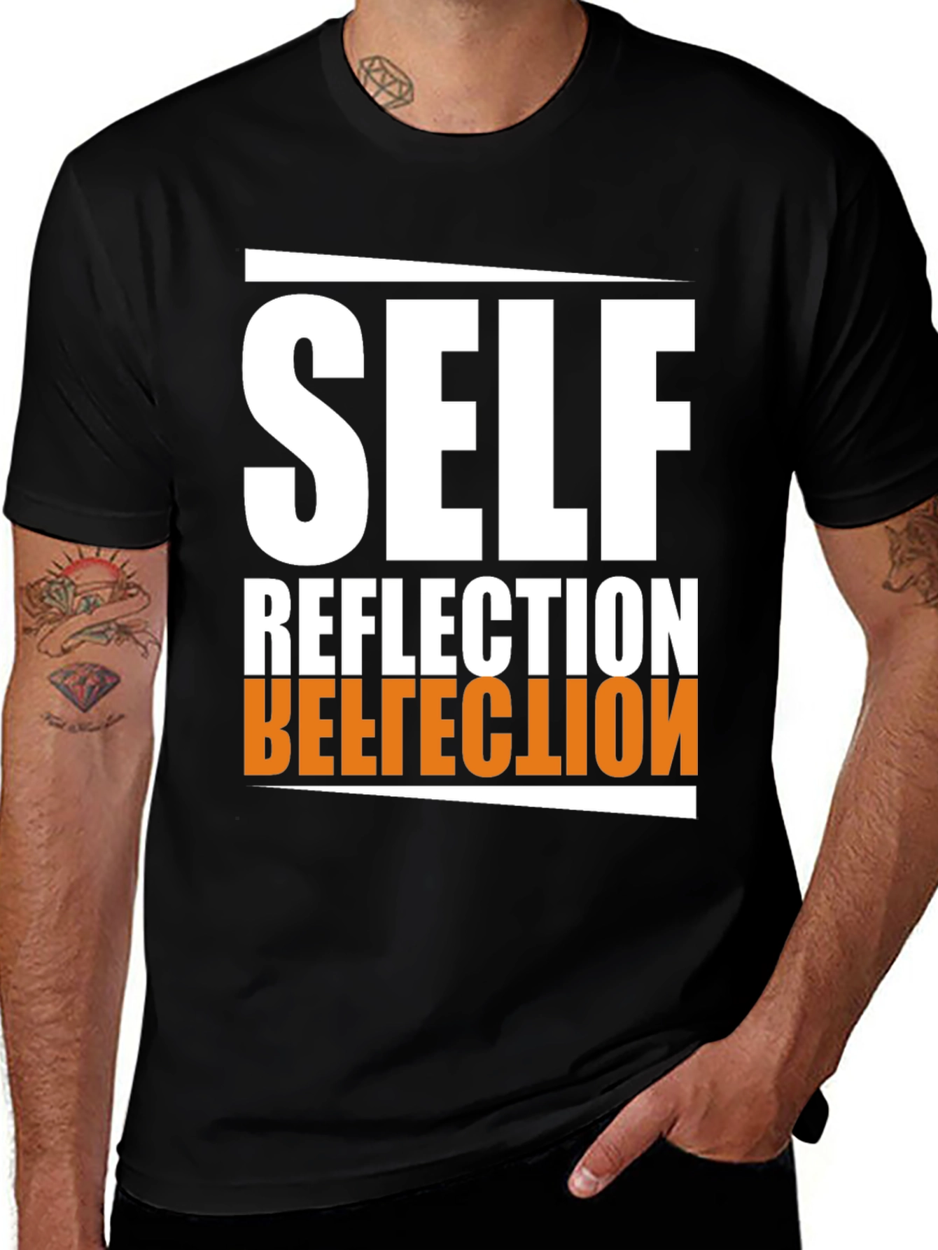 Self Reflection Graphic Tee - Black Cotton Blend