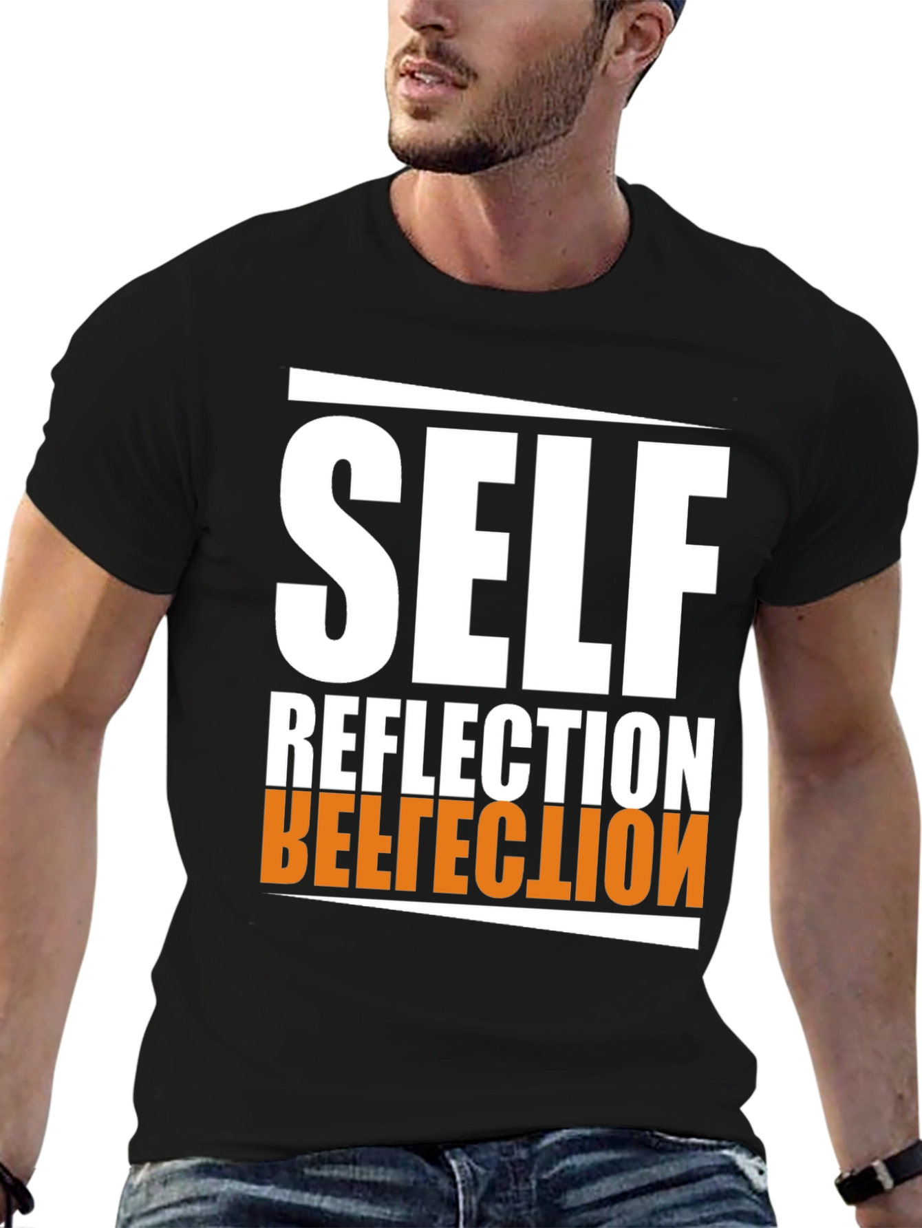 Self Reflection Graphic Tee - Black Cotton Blend