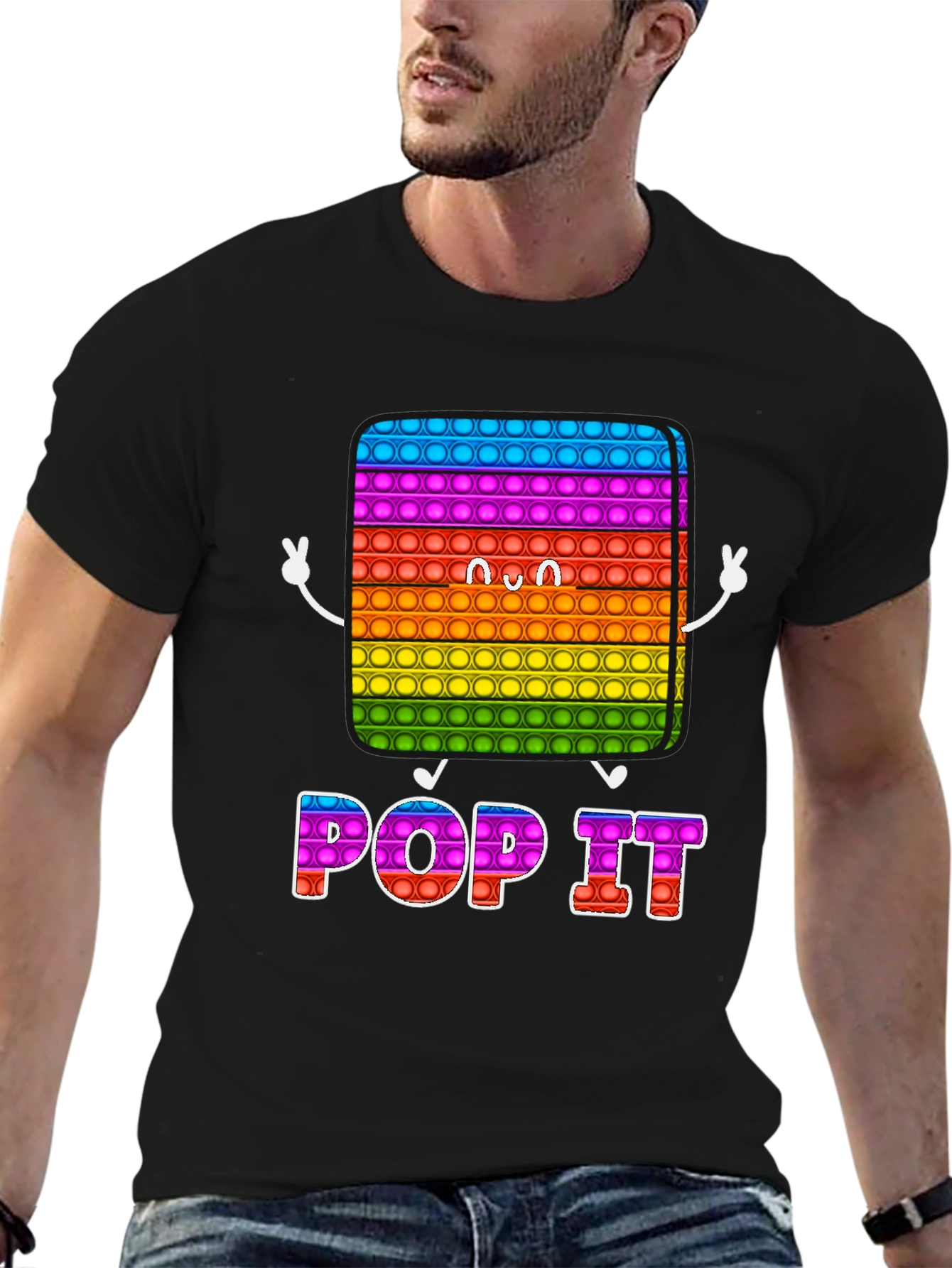 Pop It Graphic Tee - Fun Rainbow Design T-Shirt