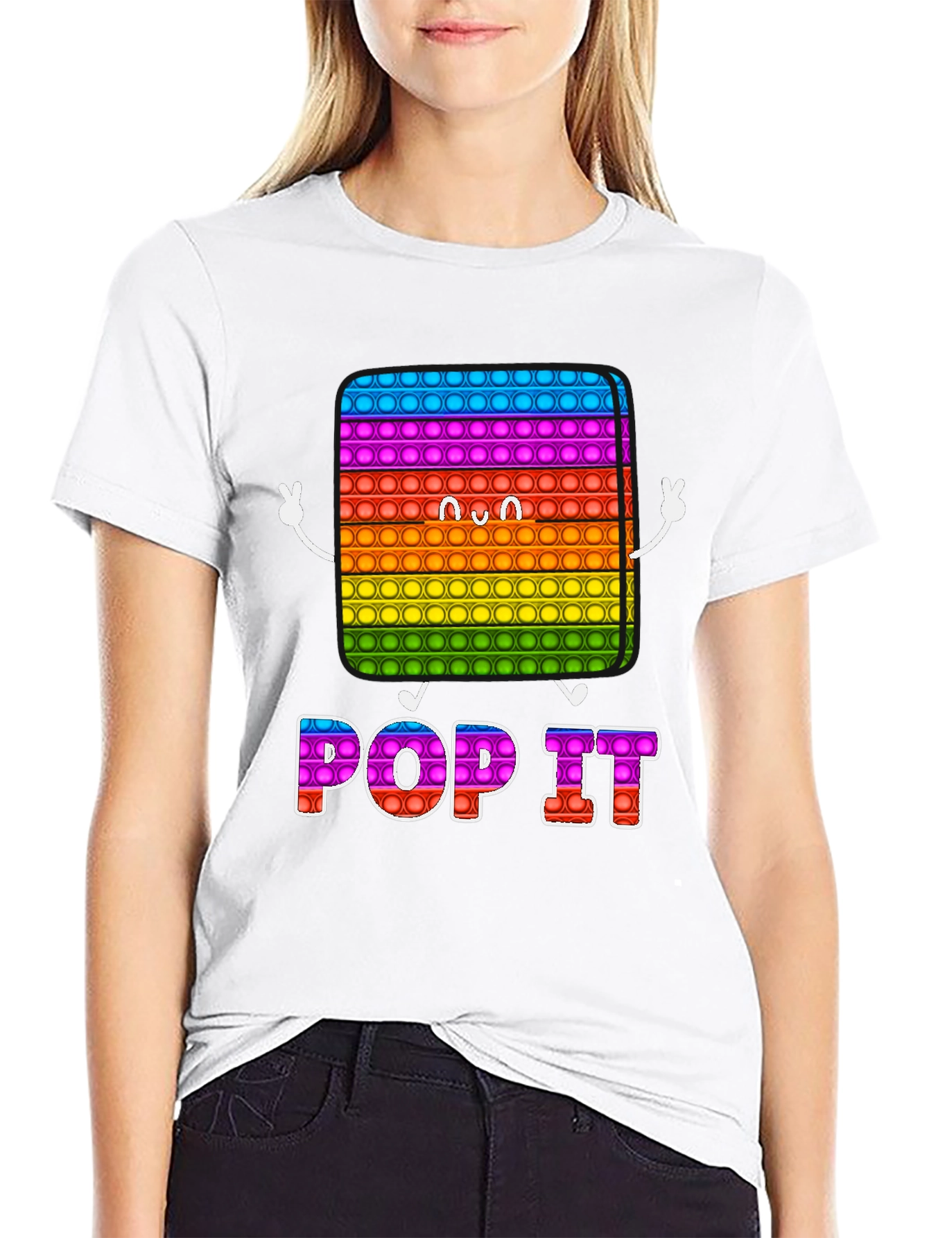 Pop It Graphic Tee - Fun Rainbow Design T-Shirt