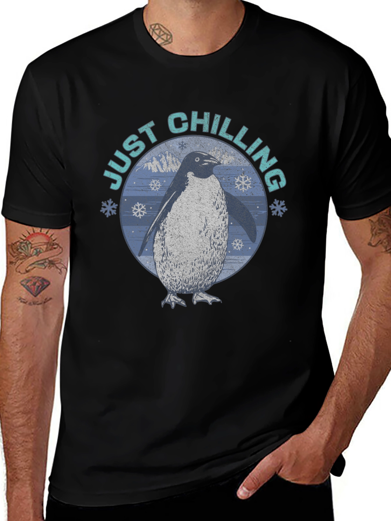 Just Chilling Penguin Graphic T-Shirt