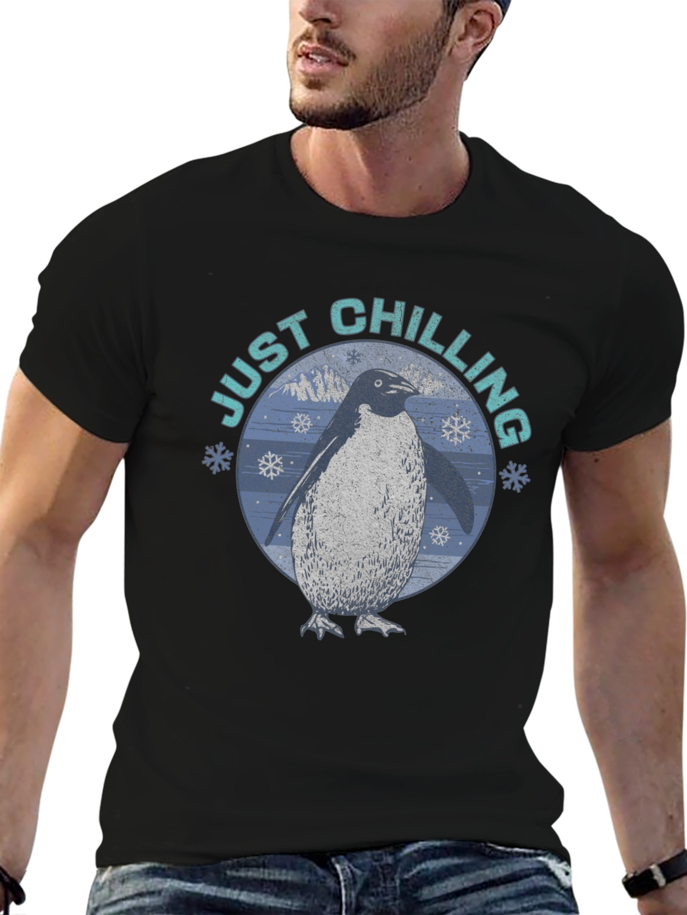 Just Chilling Penguin Graphic T-Shirt