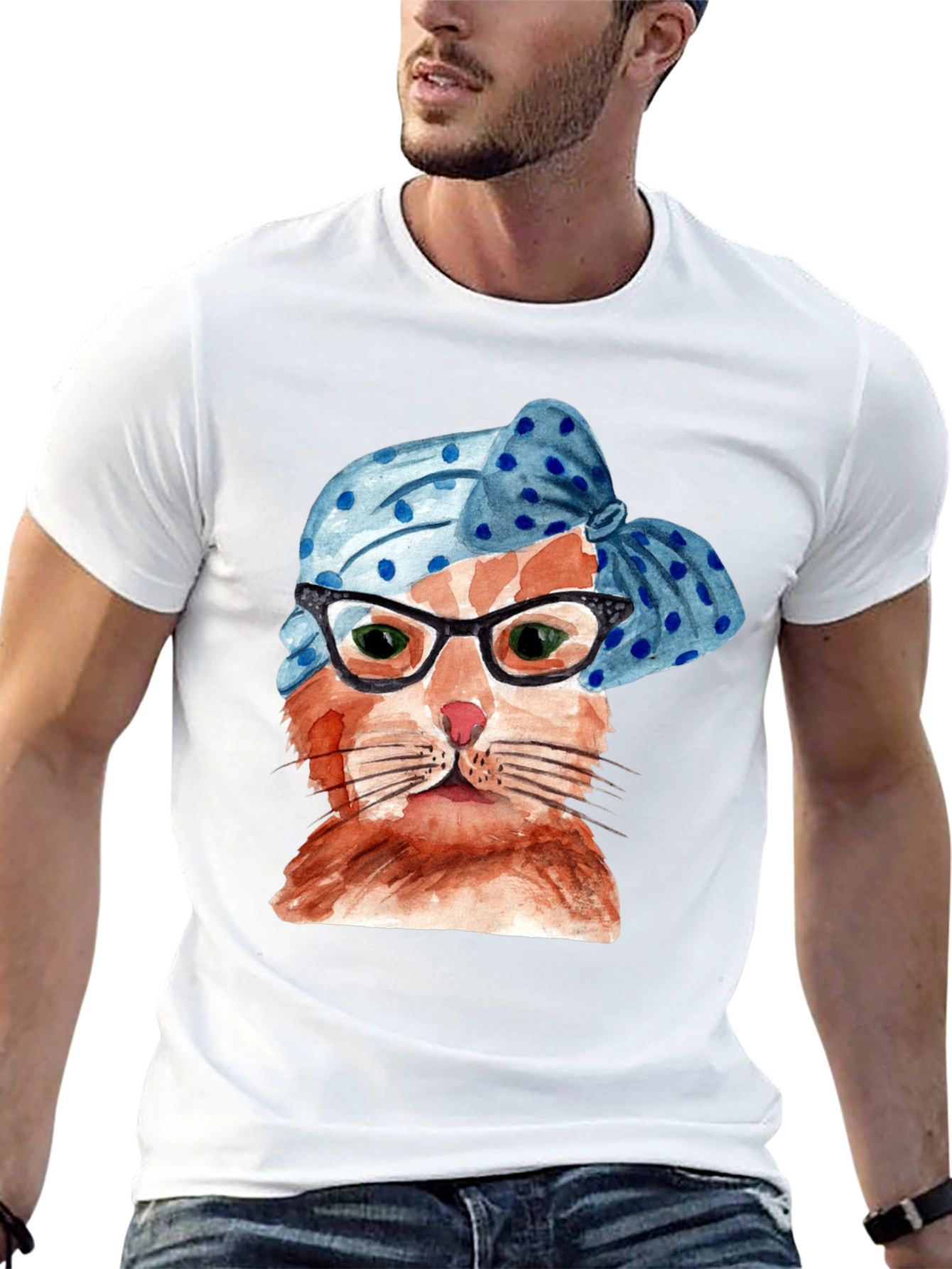 Cat with Headscarf Graphic T-Shirt