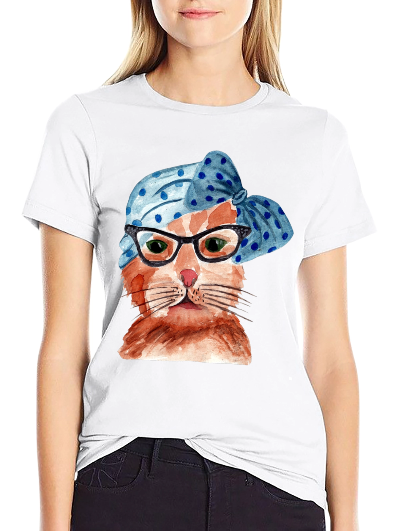 Cat with Headscarf Graphic T-Shirt