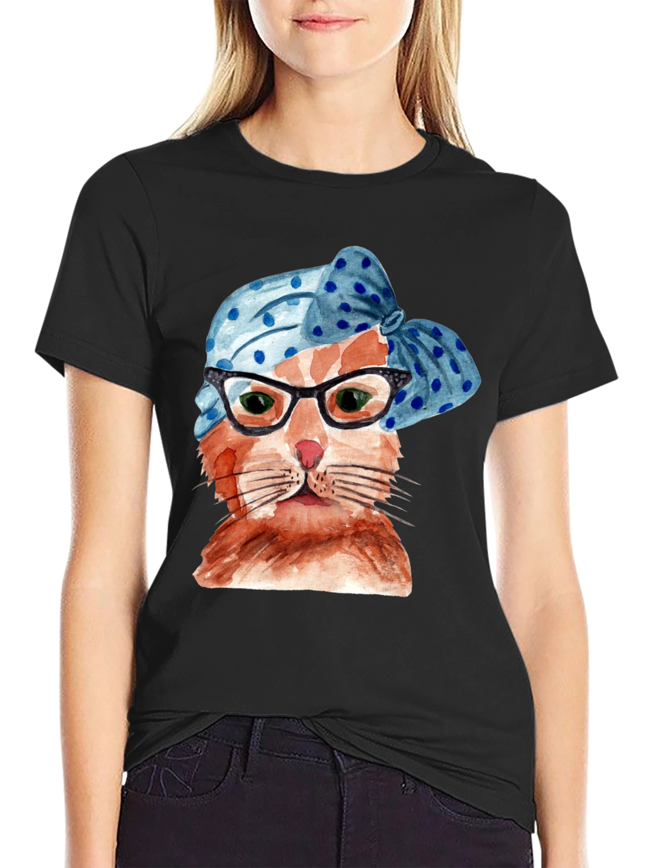 Cat with Headscarf Graphic T-Shirt