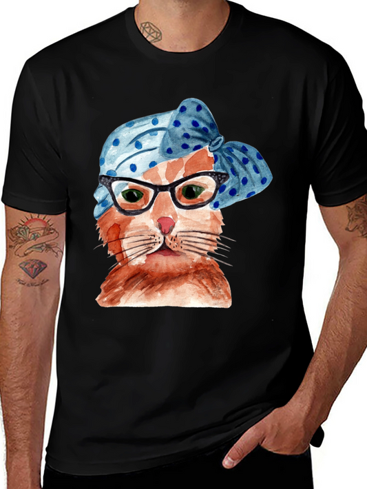 Cat with Headscarf Graphic T-Shirt