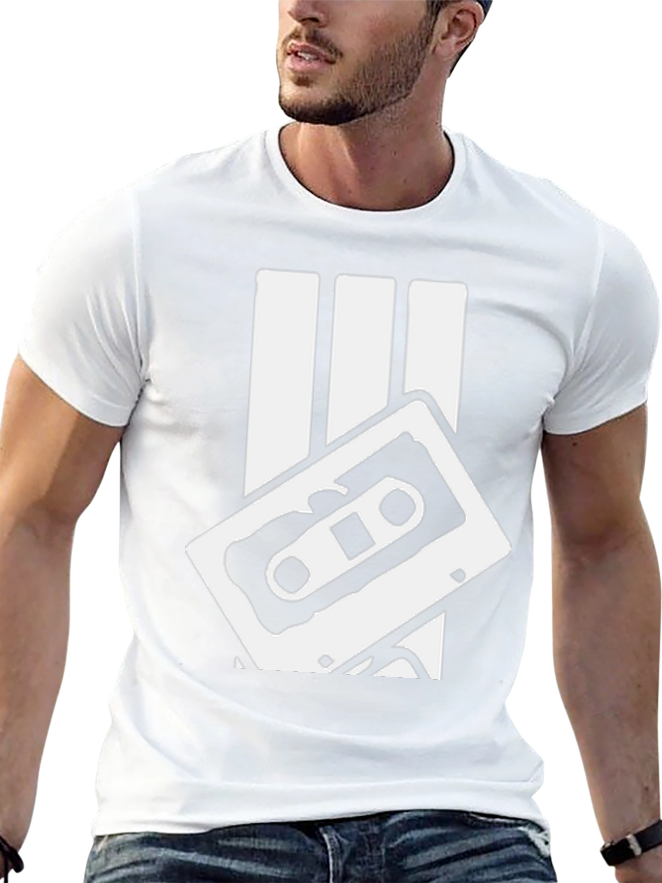Retro Cassette Tape Graphic Tee - Black Cotton T-Shirt