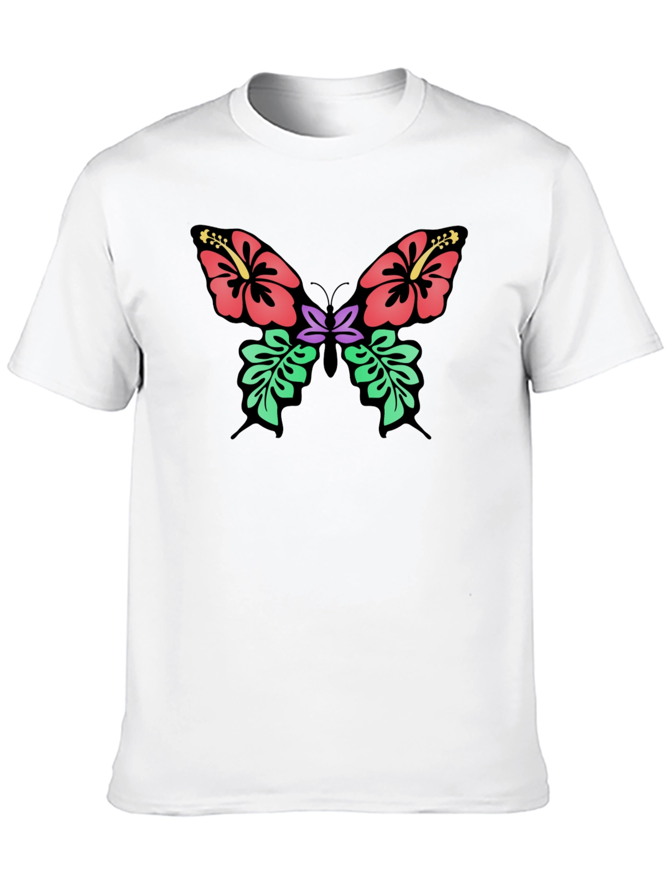 Floral Butterfly Graphic T-Shirt - Black