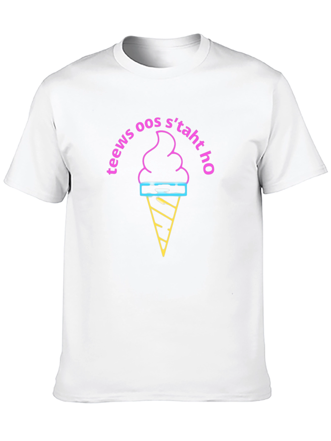 Retro Ice Cream T-Shirt - Black Cotton Blend