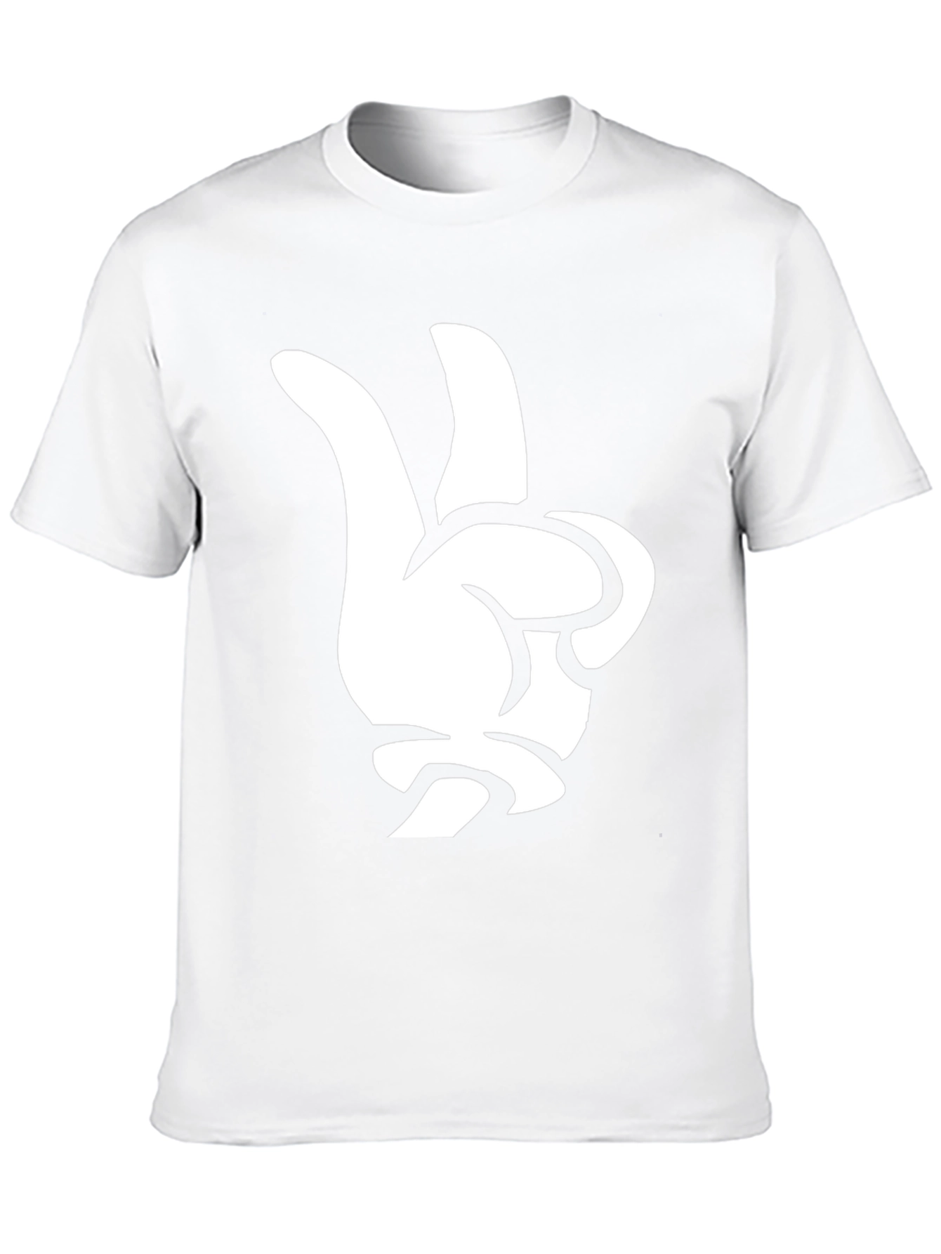 Peace Sign Hand Graphic Tee - Black Cotton T-Shirt