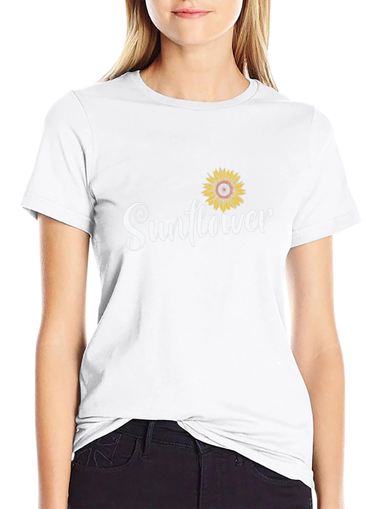 Sunflower Graphic Tee - Black Cotton Casual Shirt