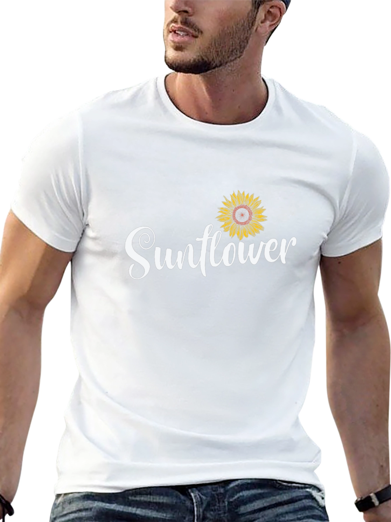 Sunflower Graphic Tee - Black Cotton Casual Shirt