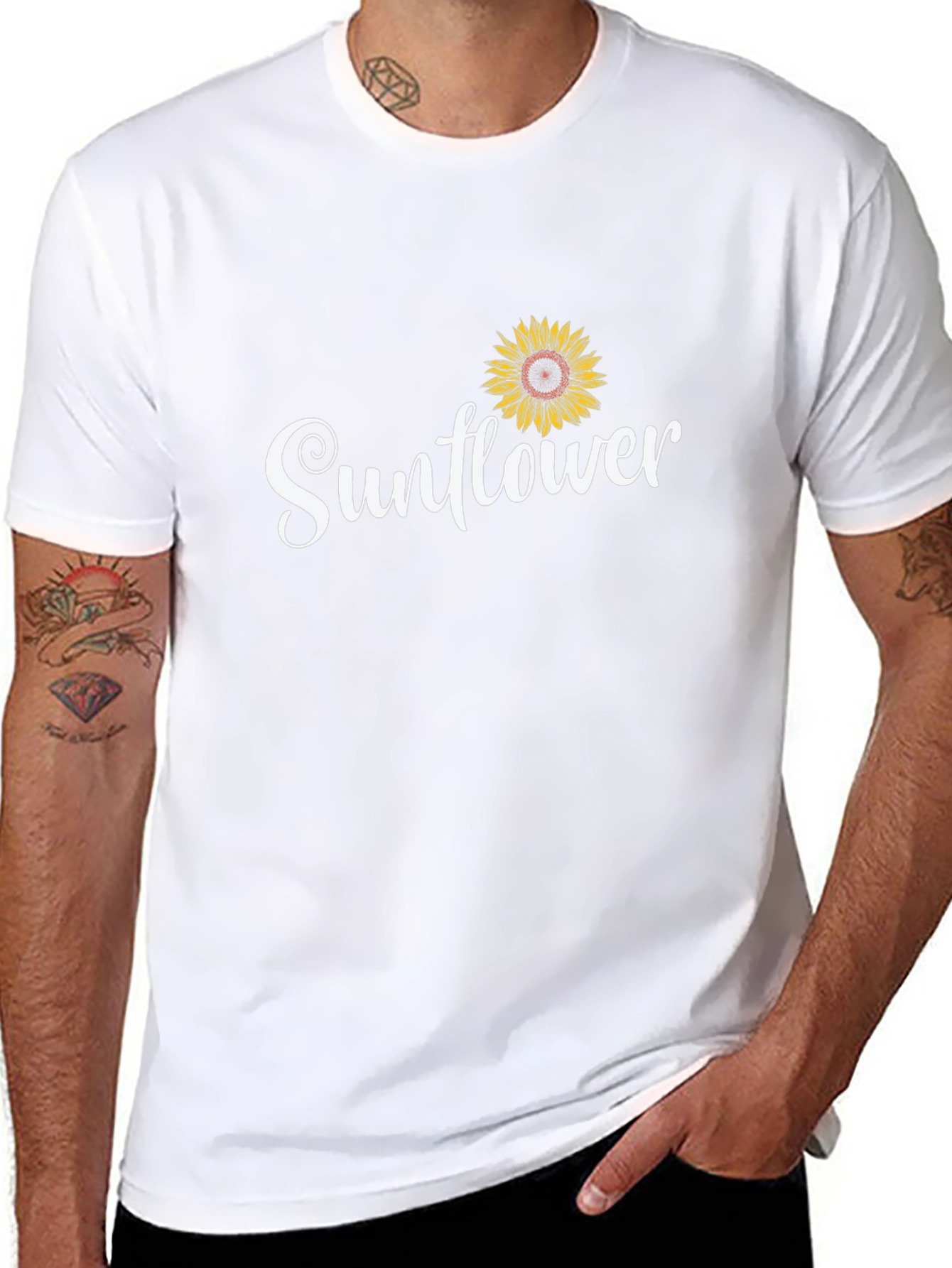 Sunflower Graphic Tee - Black Cotton Casual Shirt
