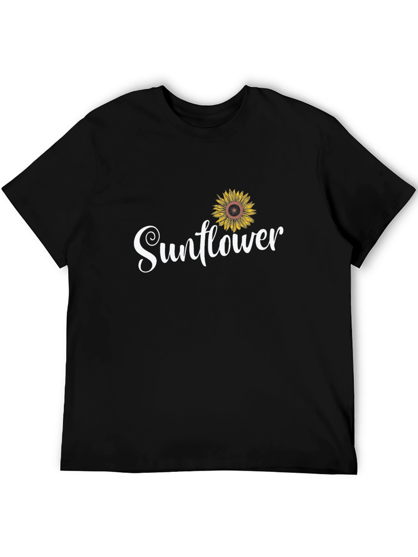 Sunflower Graphic Tee - Black Cotton Casual Shirt