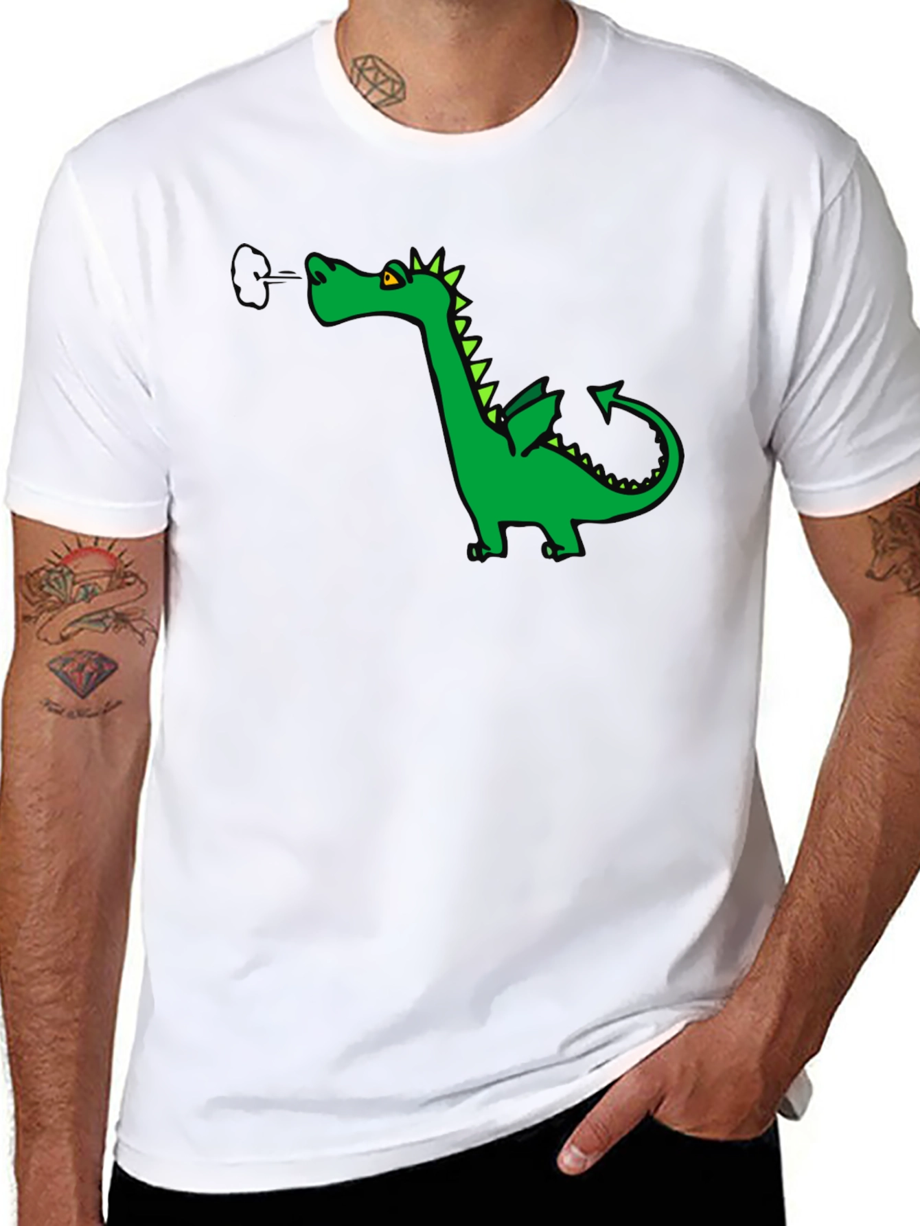 Cool Dragon Graphic Tee - Black Cotton