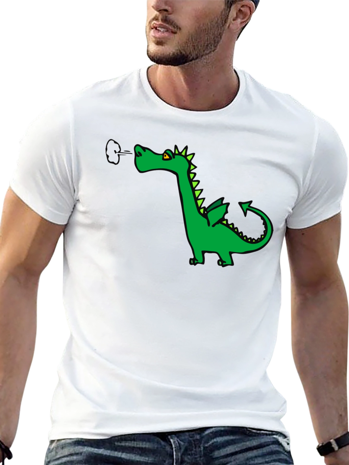 Cool Dragon Graphic Tee - Black Cotton