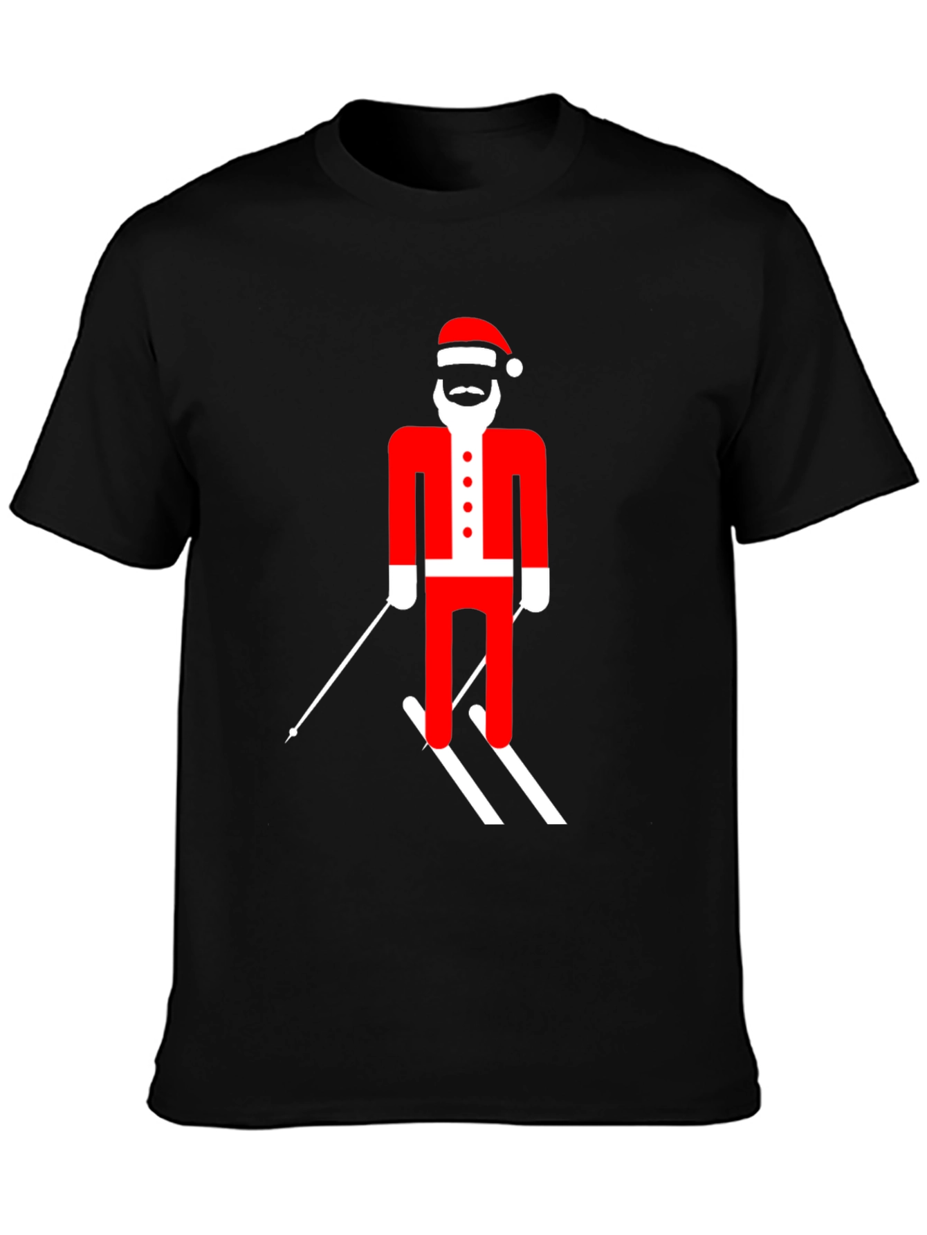 Skiing Santa T-Shirt - Festive Holiday Tee