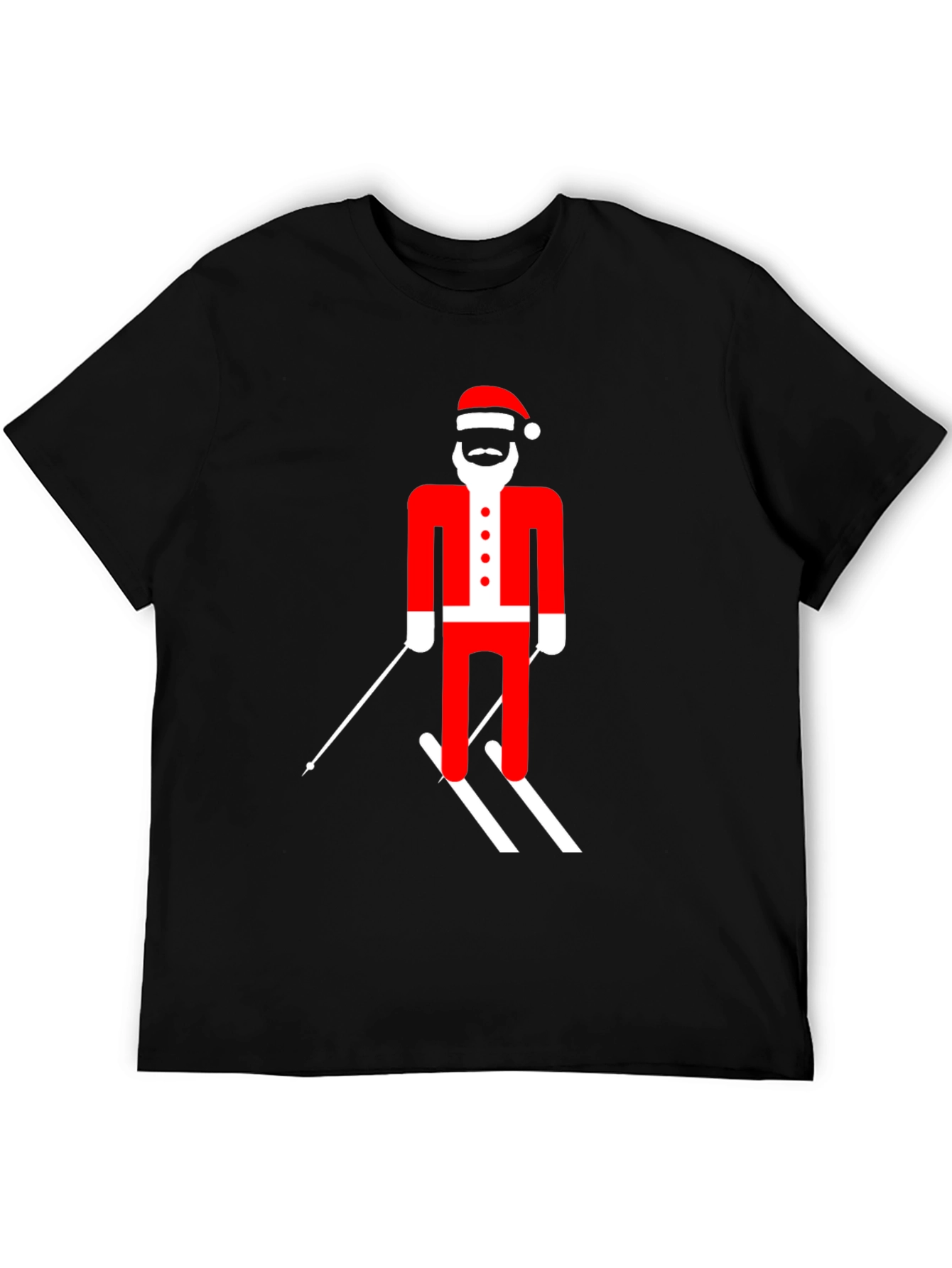 Skiing Santa T-Shirt - Festive Holiday Tee