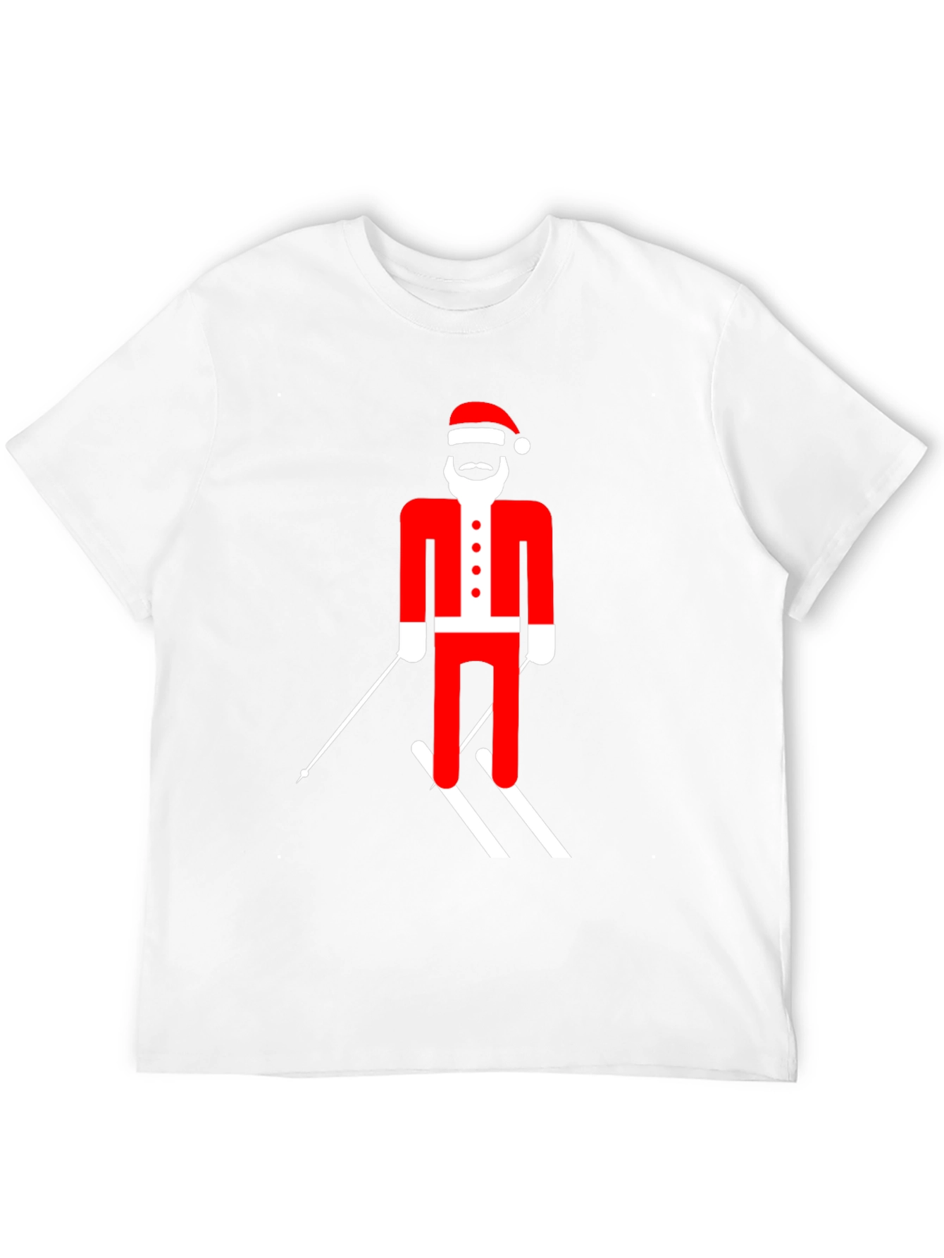 Skiing Santa T-Shirt - Festive Holiday Tee