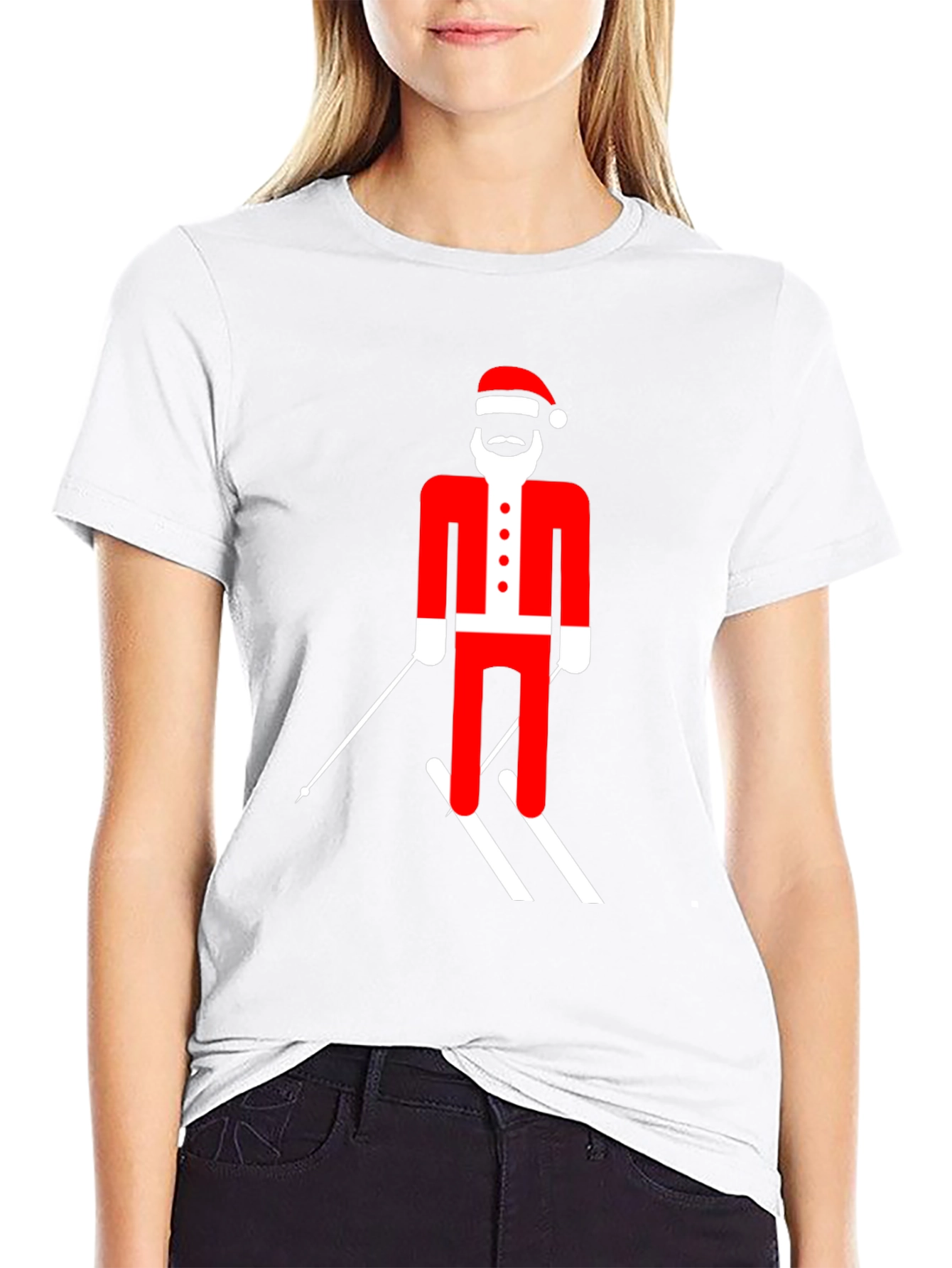 Skiing Santa T-Shirt - Festive Holiday Tee