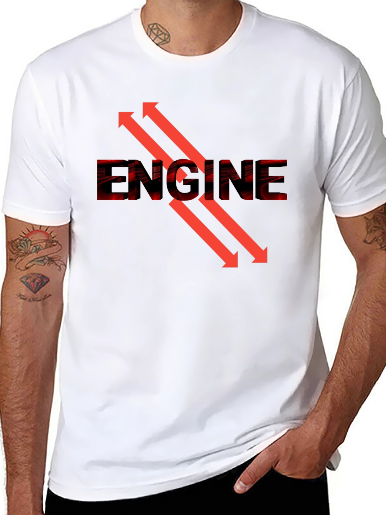 Engine Arrow Graphic Tee - Cool Automotive Design