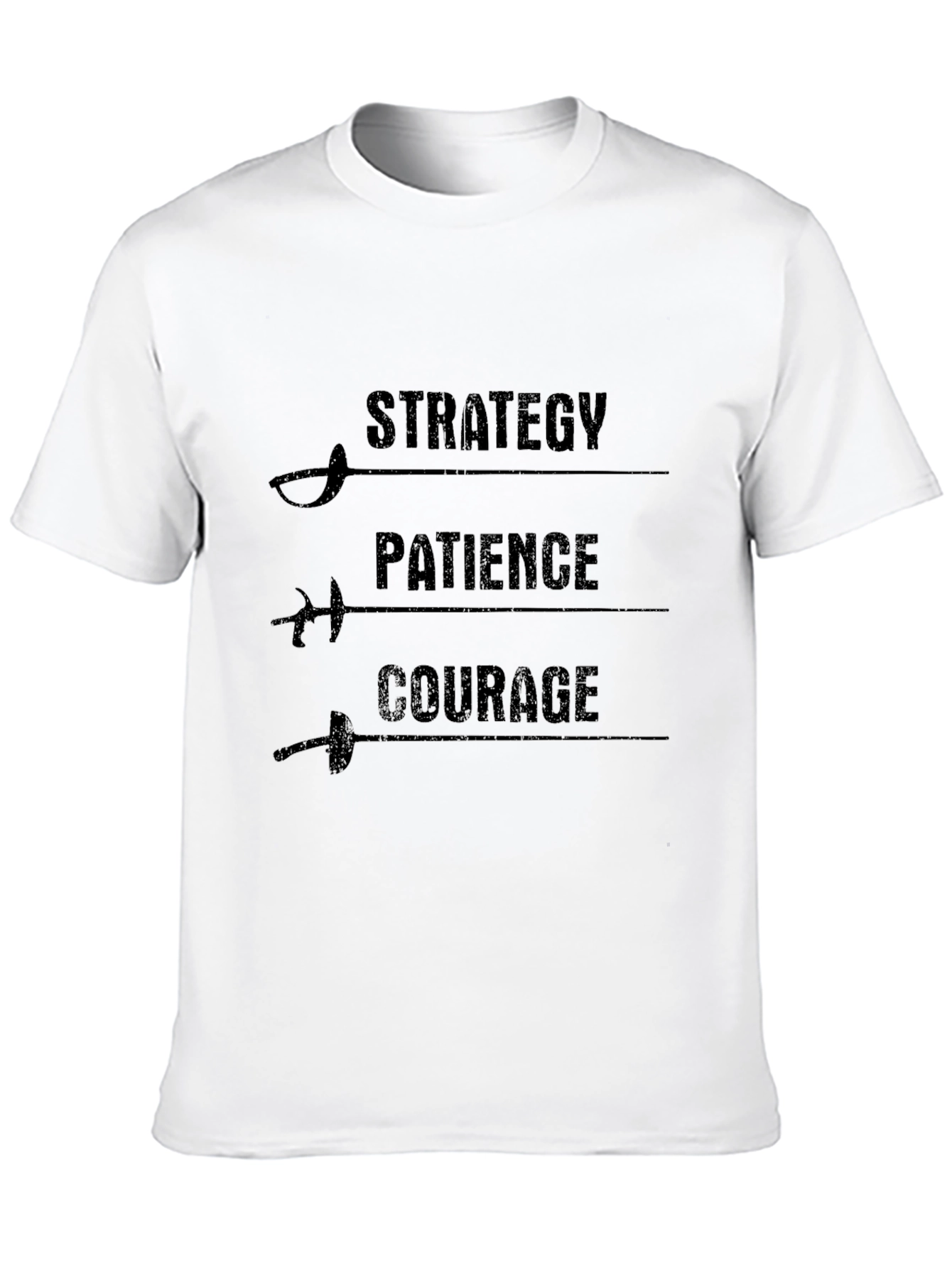 Strategy Patience Courage Fencing Graphic Tee