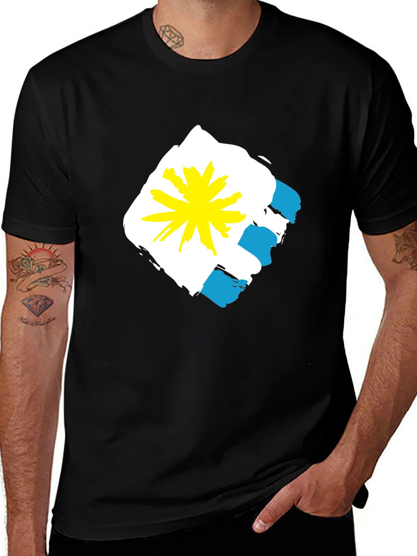 Abstract Graphic Tee - Black Casual Shirt