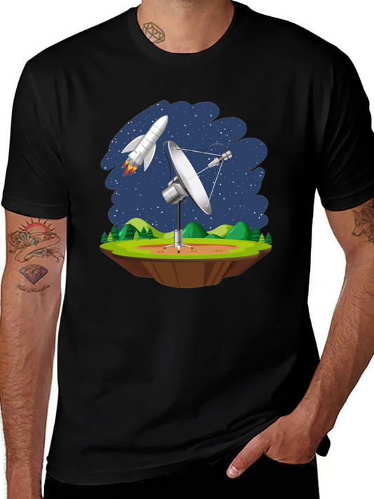 Space Station T-Shirt - Rocket & Satellite Design
