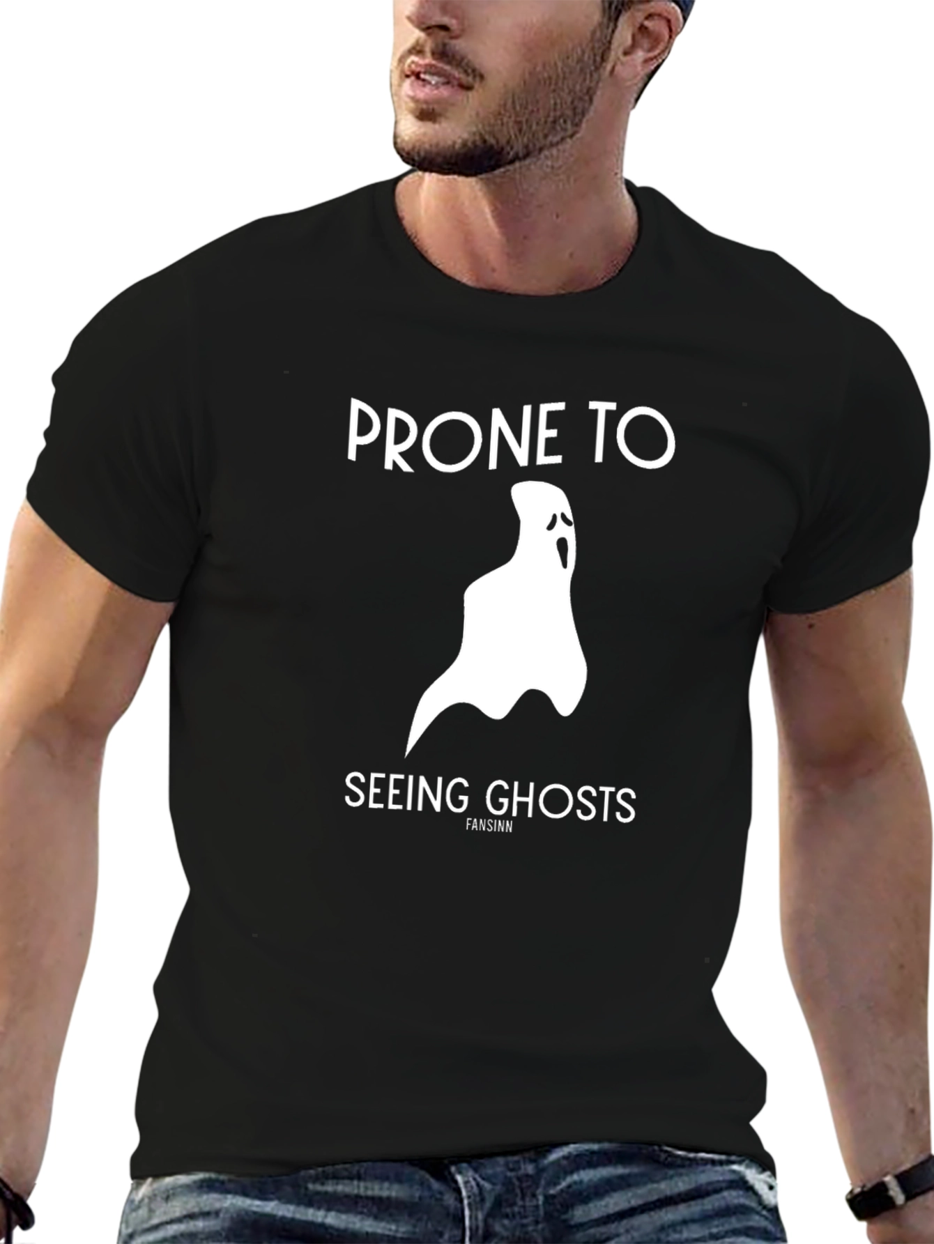 Prone to Seeing Ghosts Black Graphic T-Shirt