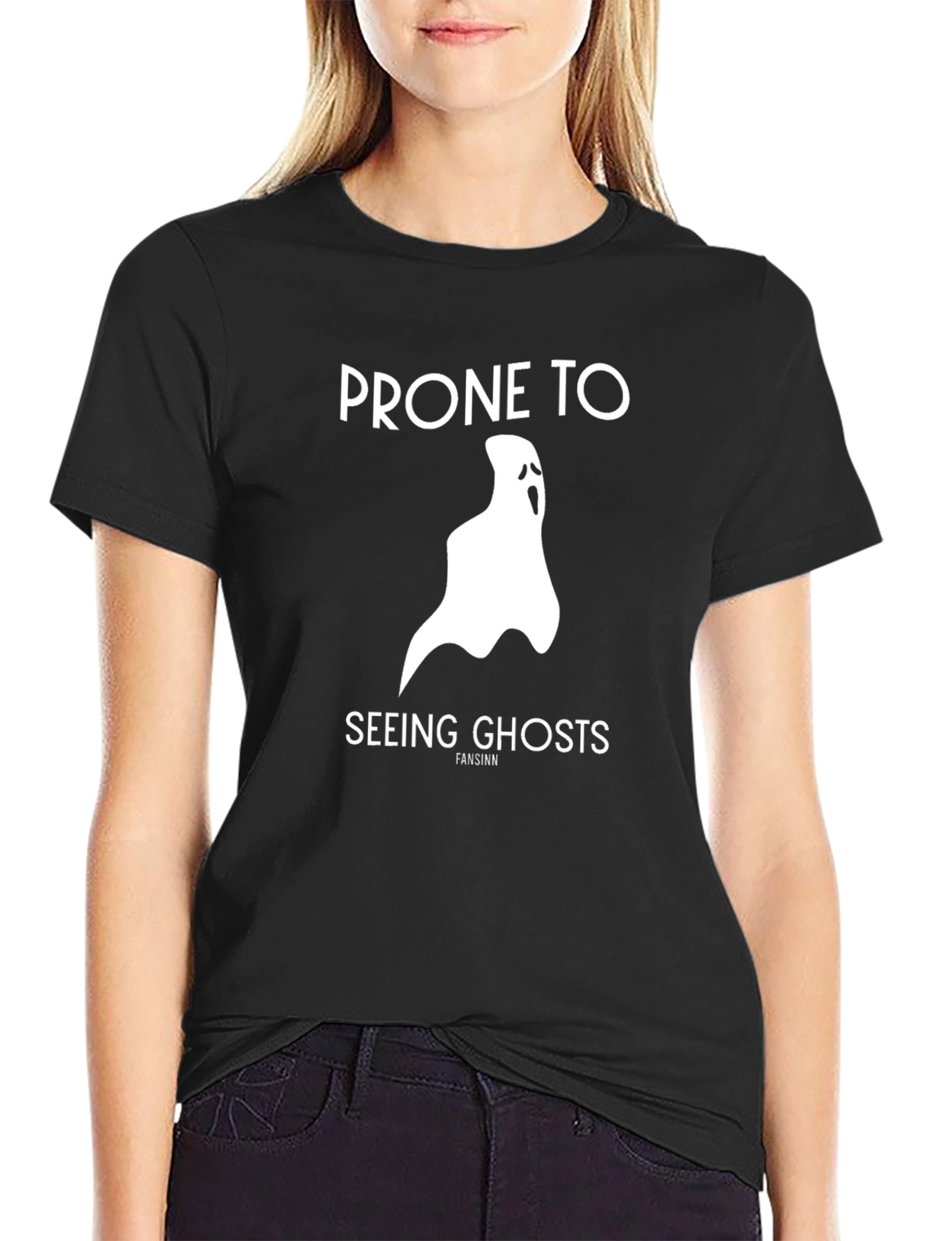 Prone to Seeing Ghosts Black Graphic T-Shirt