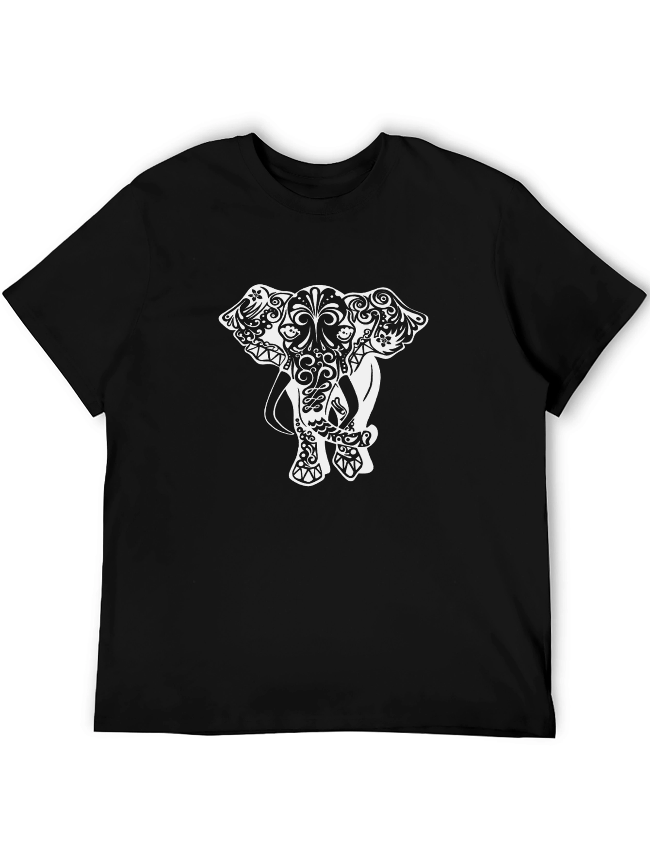 Elephant Mandala Graphic Tee - Stylish Black T-Shirt