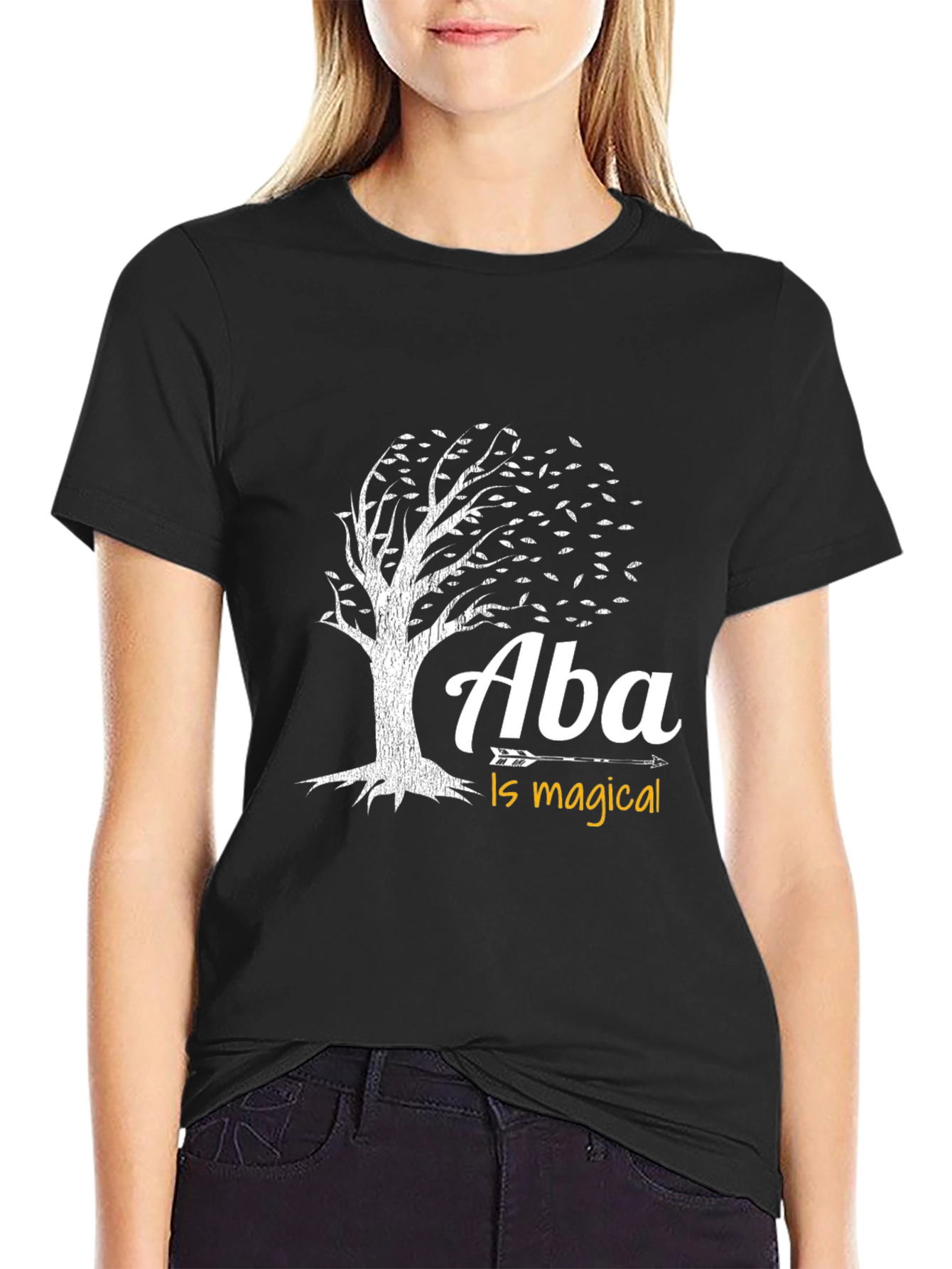 Aba Is Magical Tree Graphic T-Shirt - Black