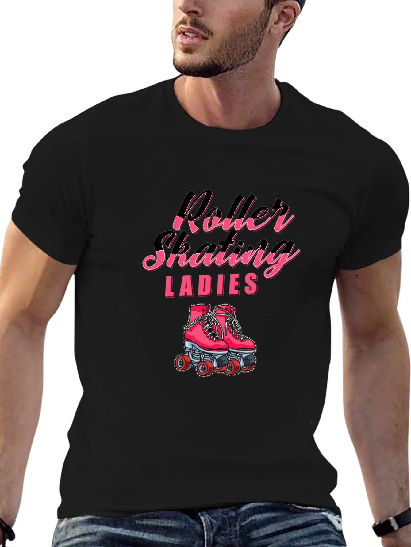 Roller Skating Ladies Graphic Tee - Black