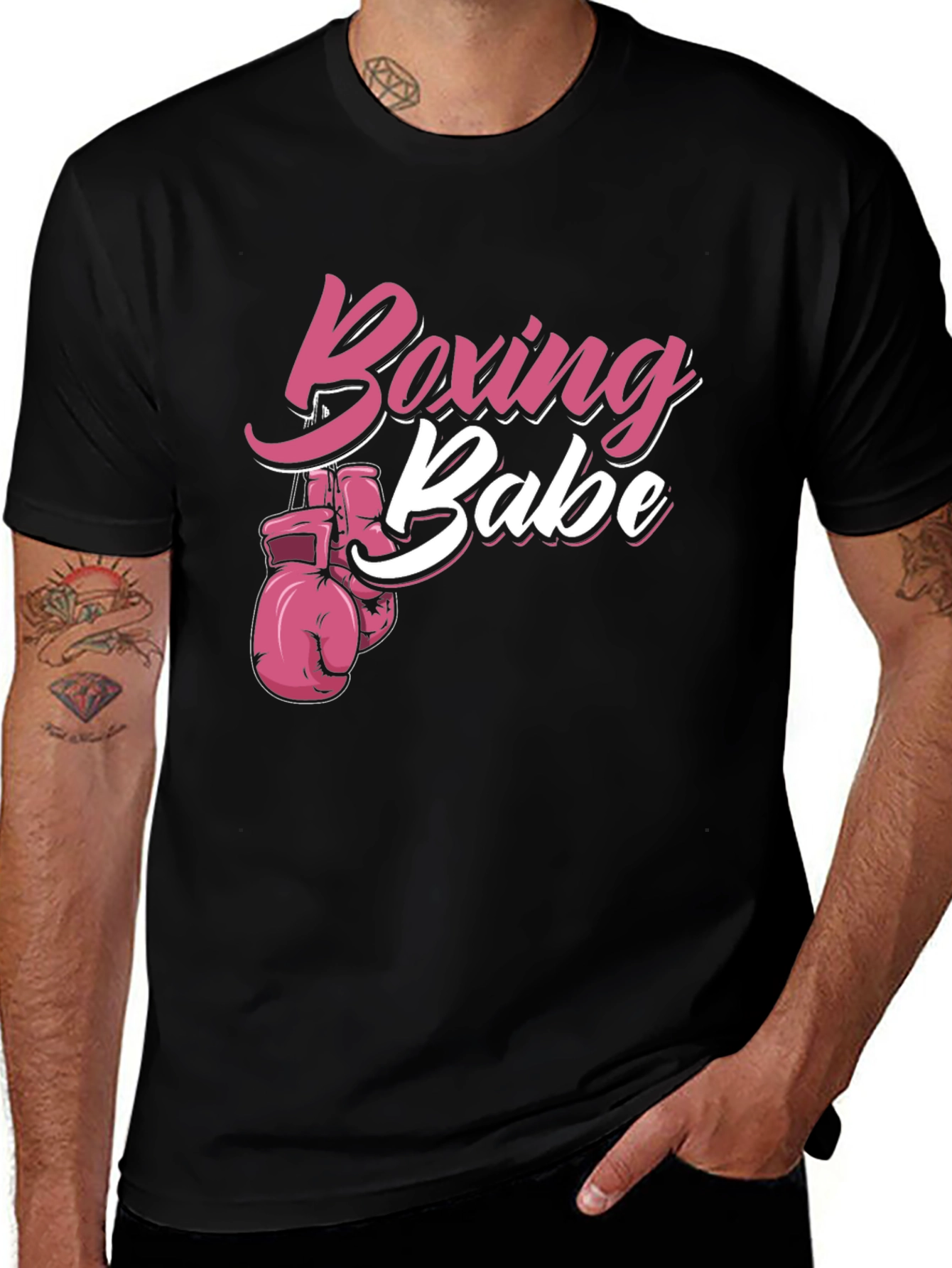 Boxing Babe T-Shirt - Pink Boxing Gloves Design