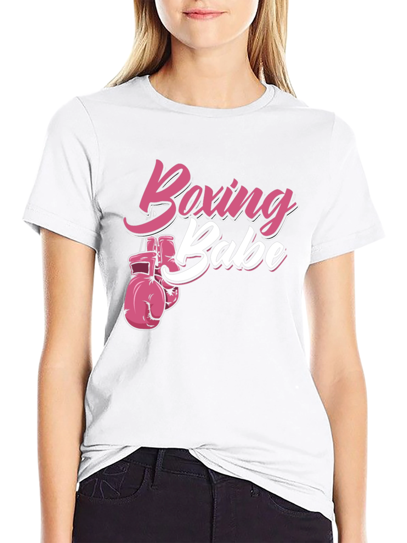 Boxing Babe T-Shirt - Pink Boxing Gloves Design