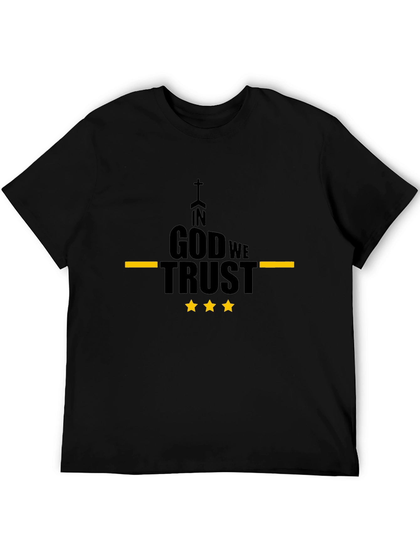 In God We Trust Black T-Shirt with Yellow Accents