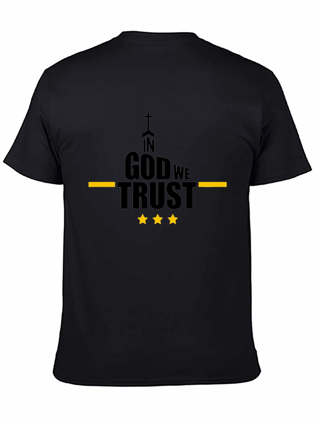 In God We Trust Black T-Shirt with Yellow Accents