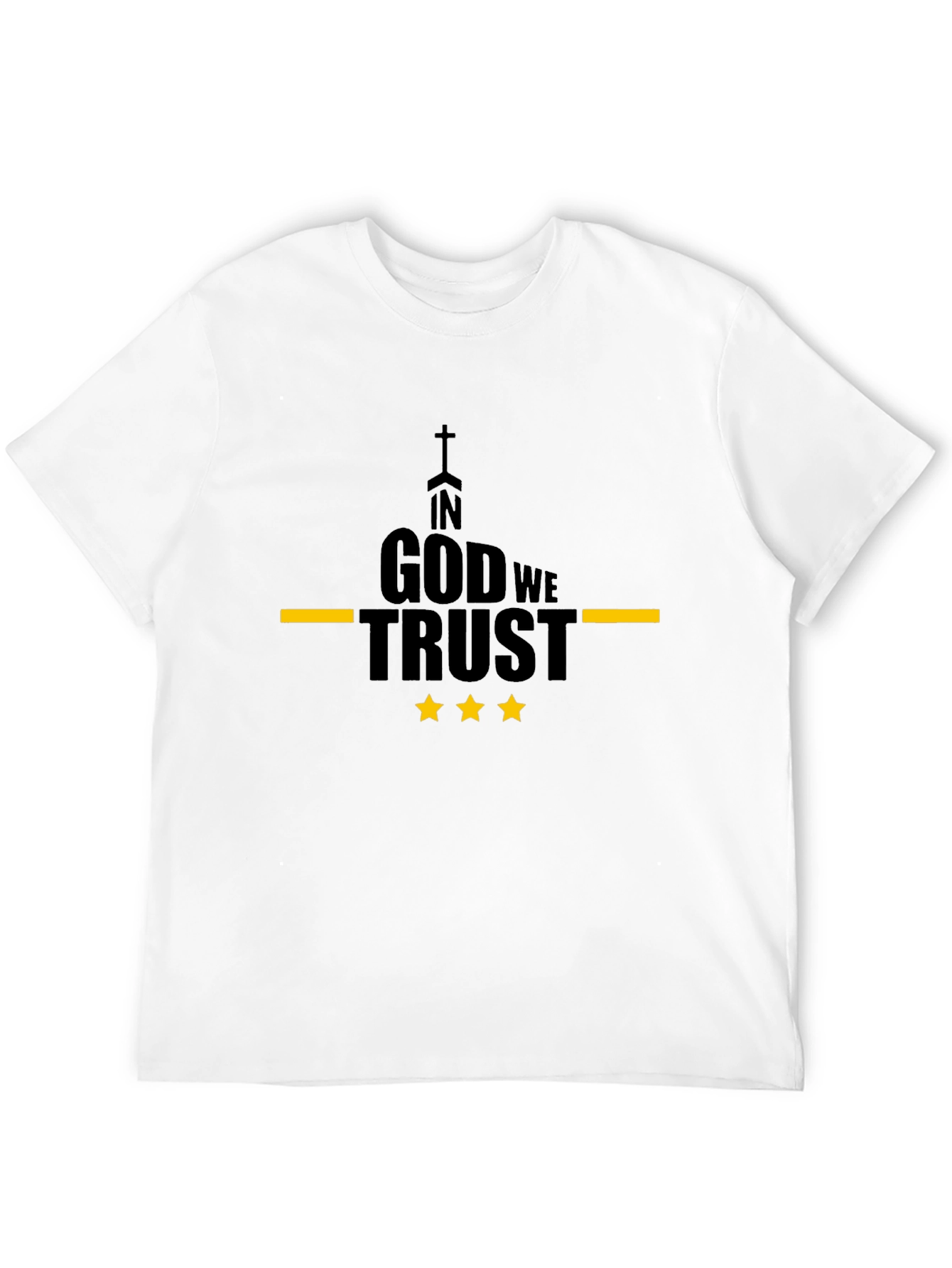 In God We Trust Black T-Shirt with Yellow Accents