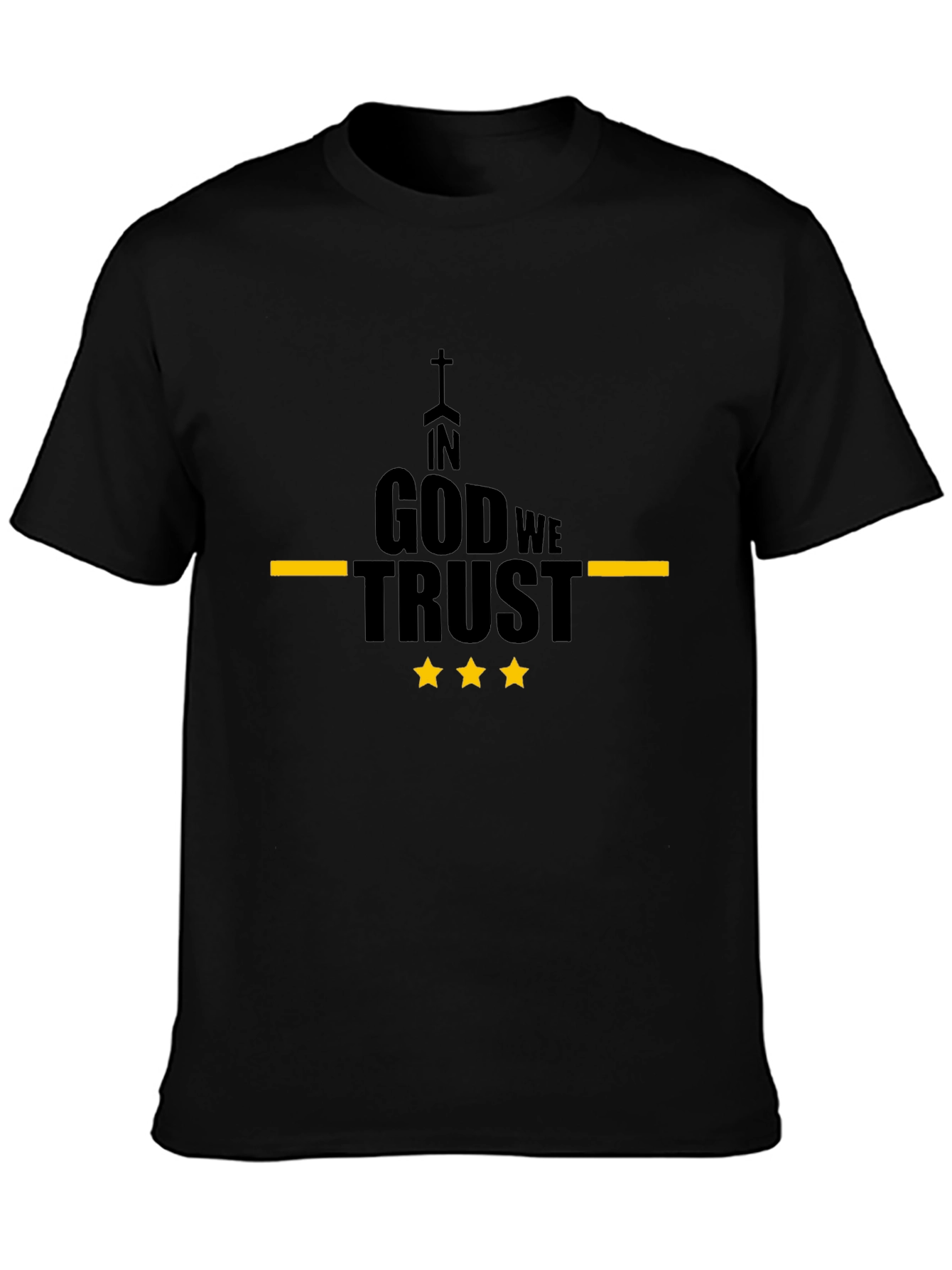 In God We Trust Black T-Shirt with Yellow Accents