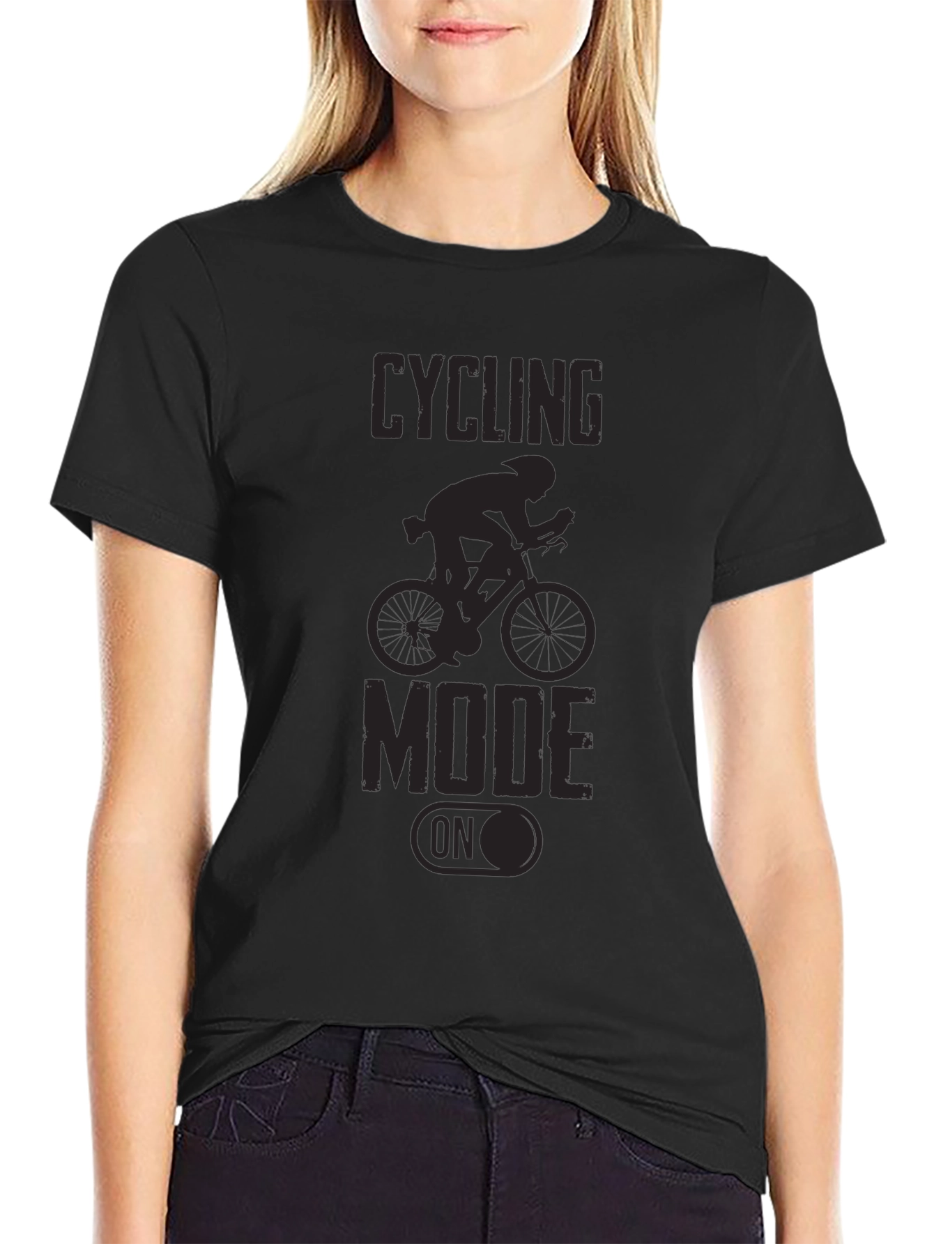 Cycling Mode On Black T-Shirt