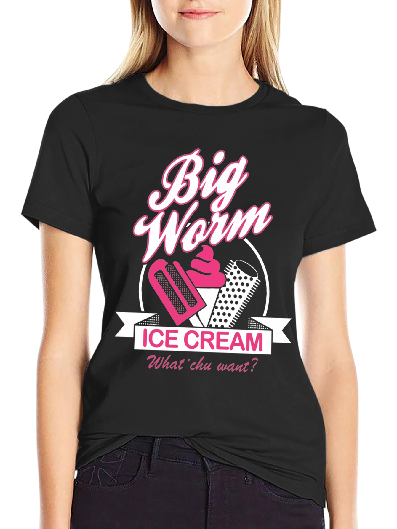 Big Worm Ice Cream Black T-Shirt