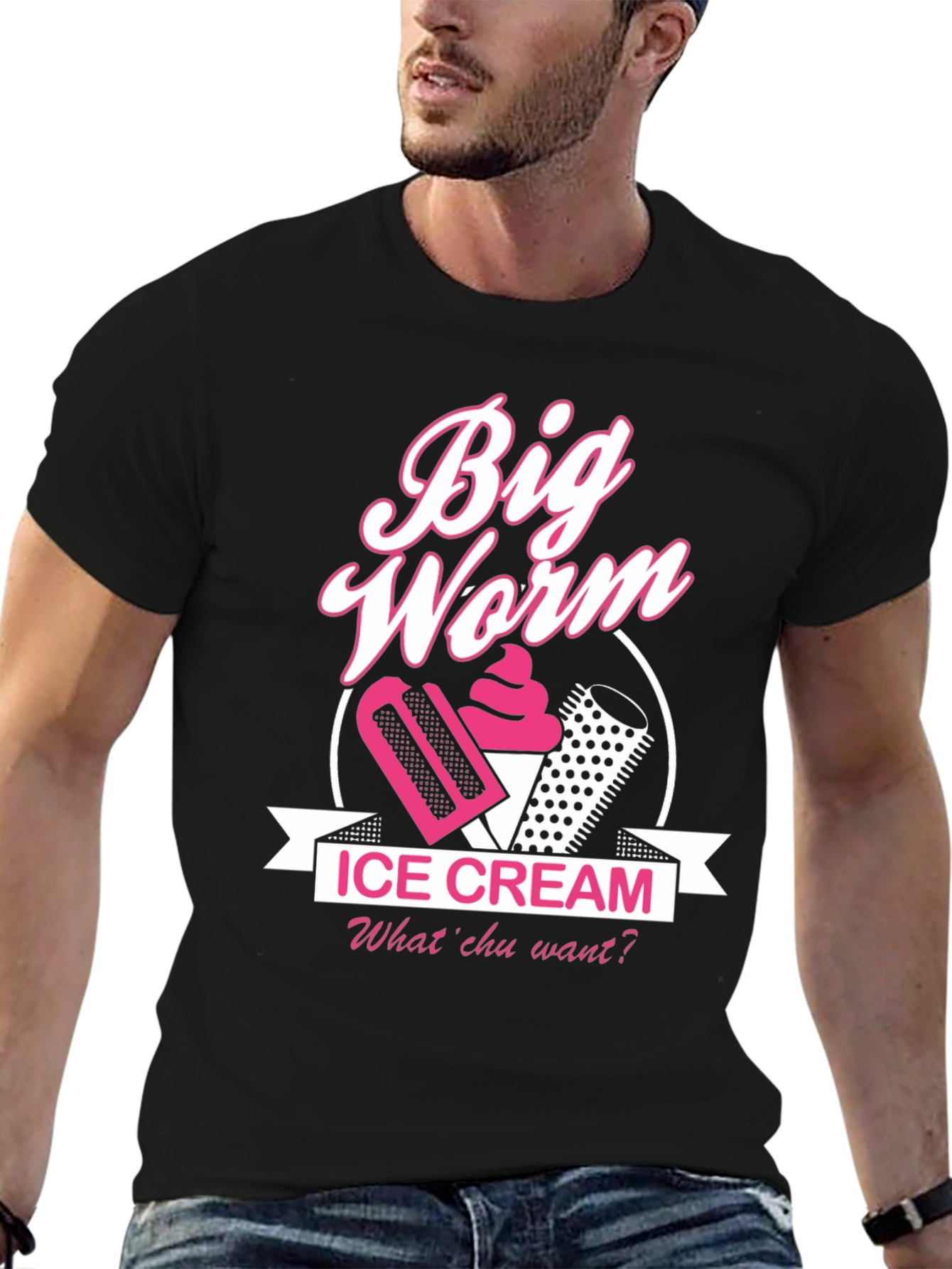 Big Worm Ice Cream Black T-Shirt