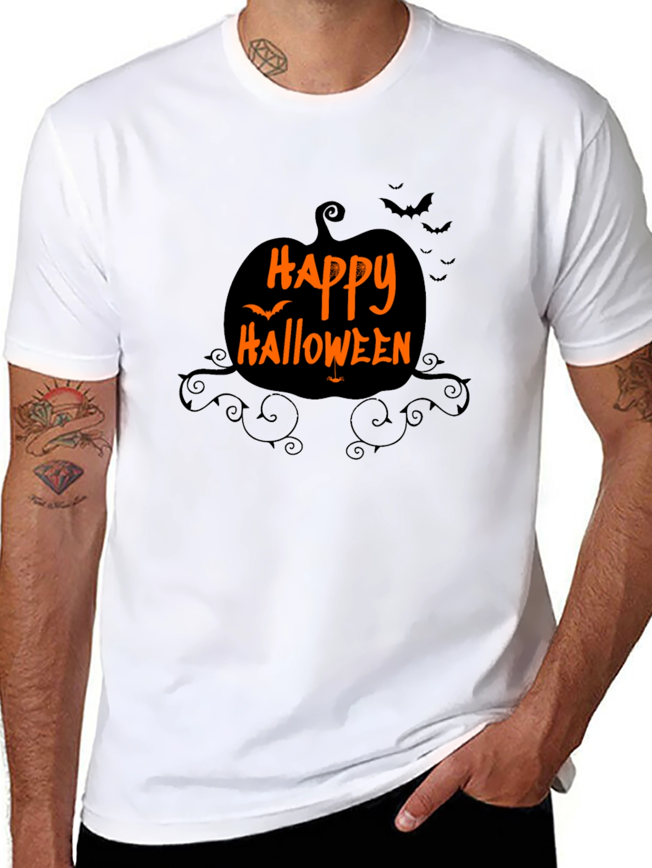 Happy Halloween Pumpkin Graphic Black T-Shirt
