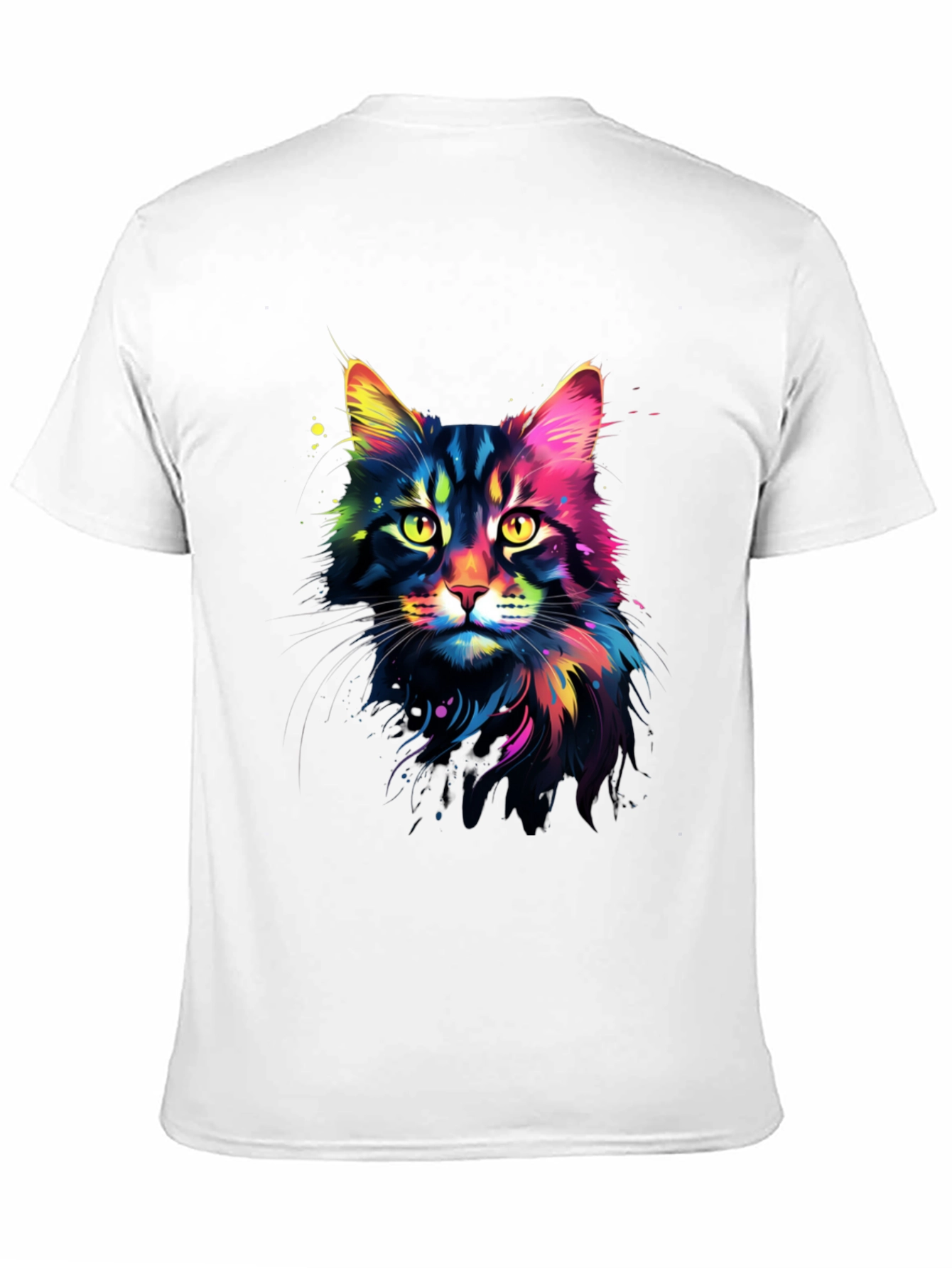 Vibrant Cat Graphic Tee - Unisex Black T-Shirt