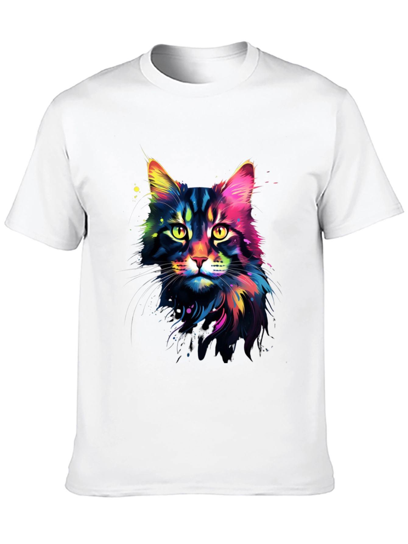 Vibrant Cat Graphic Tee - Unisex Black T-Shirt