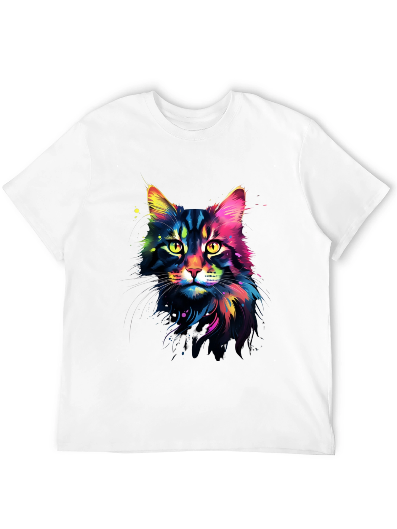 Vibrant Cat Graphic Tee - Unisex Black T-Shirt