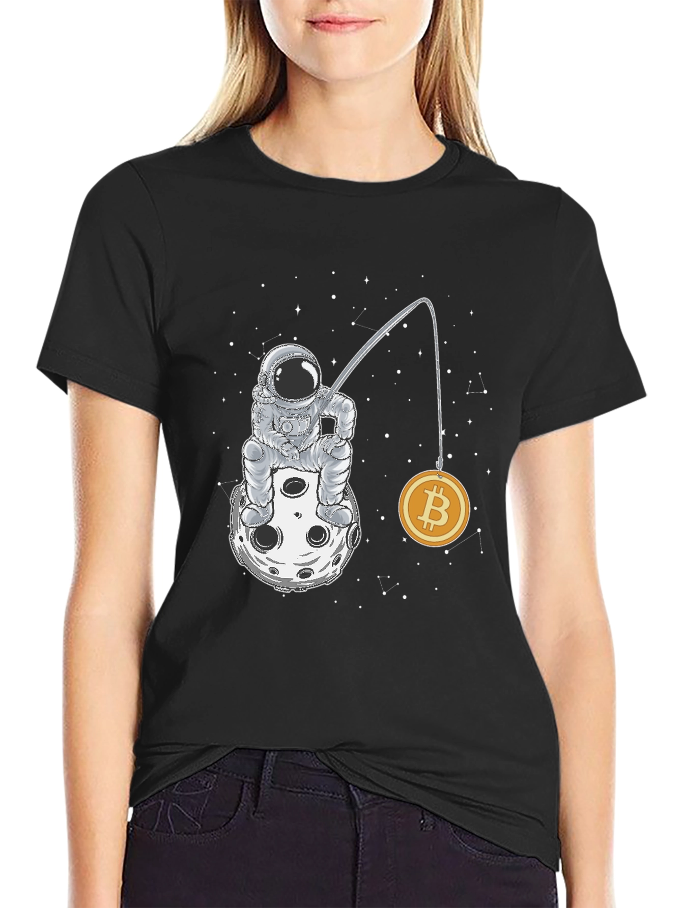 Astronaut Bitcoin Fishing T-Shirt